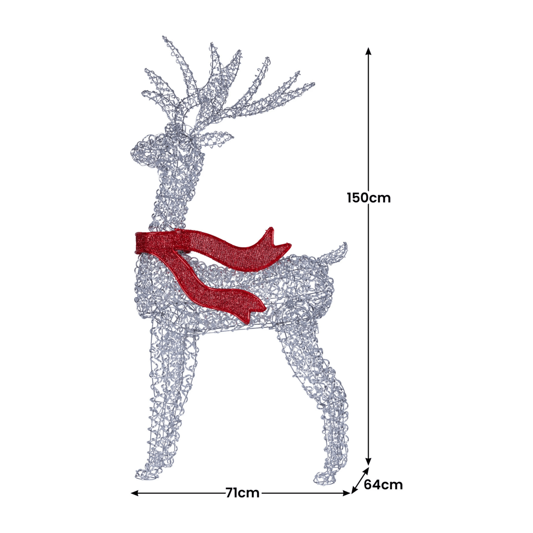 3 Christabelle Large 1.5m Christmas Reindeer Outdoor Indoor Display Decoration Lawn Statue Led Lights Red Bow, 3 of 7