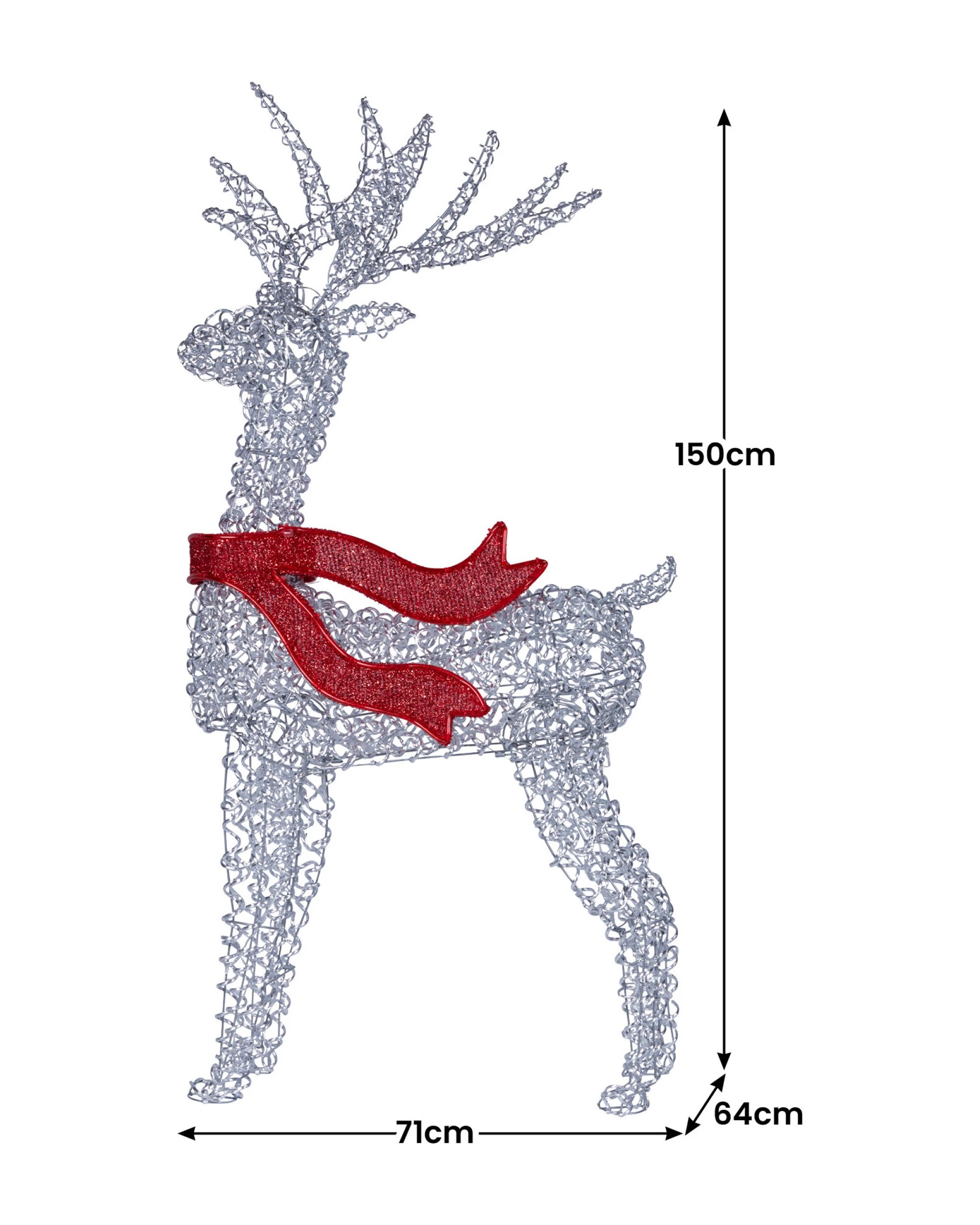 3 Christabelle Large 1.5m Christmas Reindeer Outdoor Indoor Display Decoration Lawn Statue Led Lights Red Bow, 3 of 7