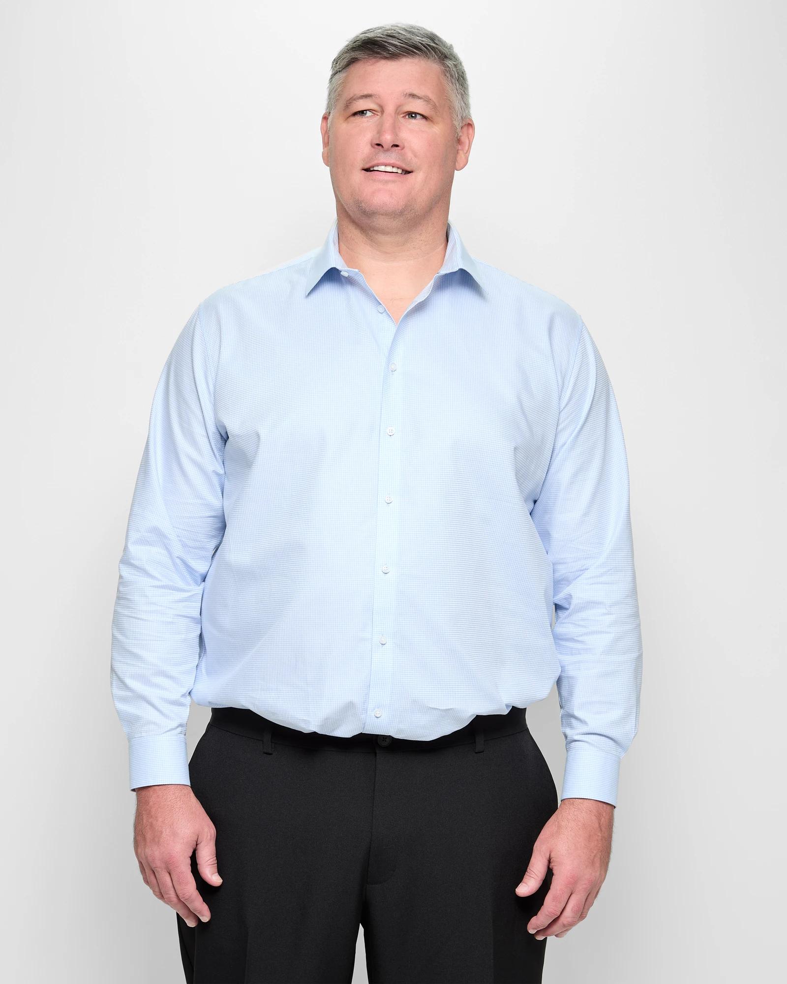 1 Target Plus Size Gingham Business Shirt BLUE GINGHAM, 1 of 5