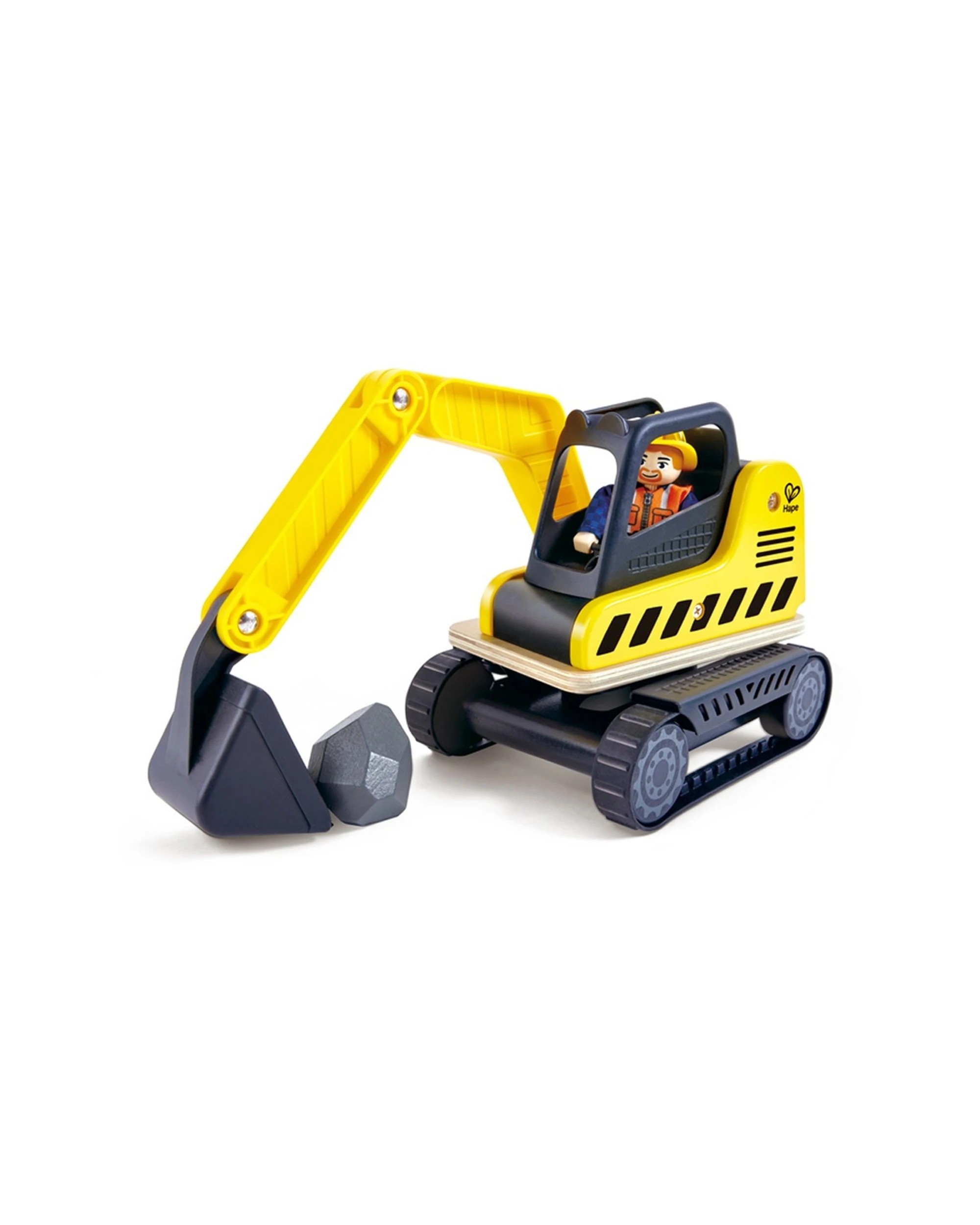 1 Hape Dig N Dump Excavator Rugged Construction Toy Kids 2y Durable Plastic Playset 26cm - Multi, 1 of 5