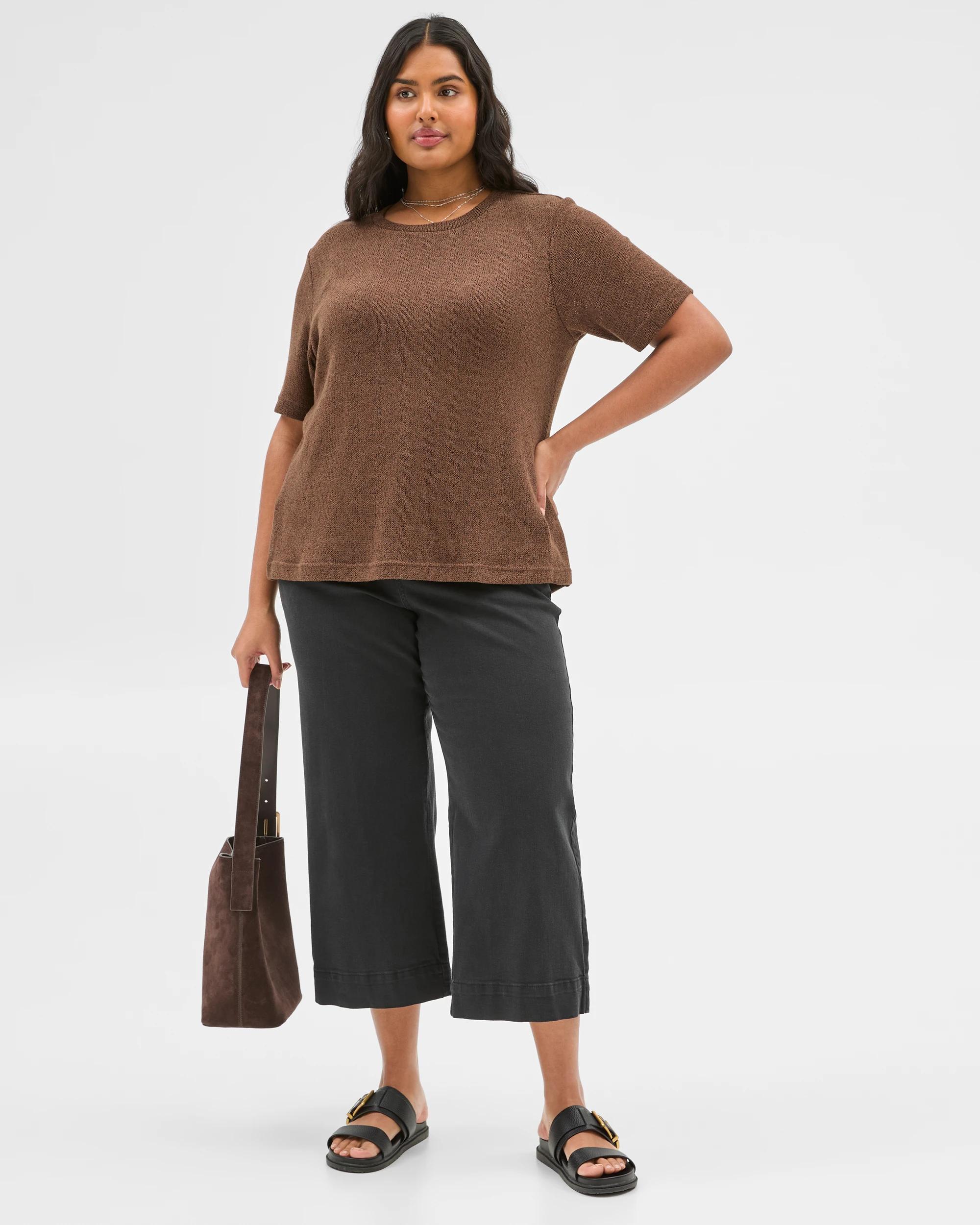 2 Target Plus Size Australian Cotton Blend Textured T-shirt SOFT CHOCOLATE MARLE, 2 of 6