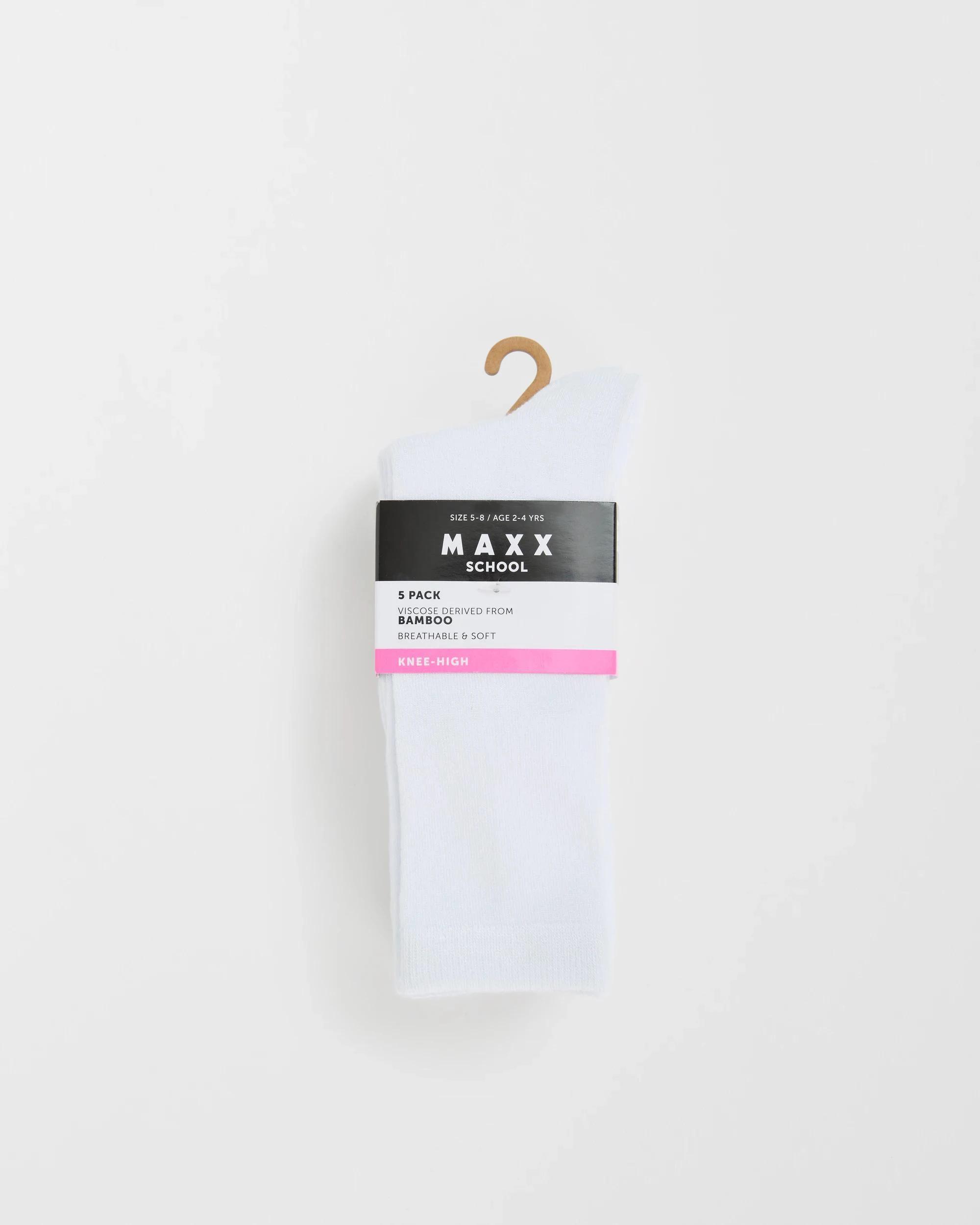 3 Maxx Bamboo 5 Pack Knee High School Socks WHITE, 3 of 3