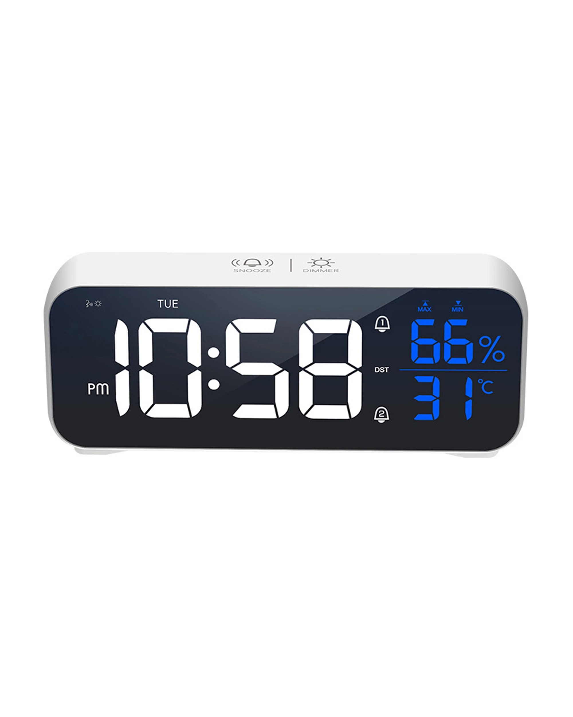 1 TODO LED Digital Alarm Clock Temperature Display Music Alarm USB Rechargeable - White, 1 of 2