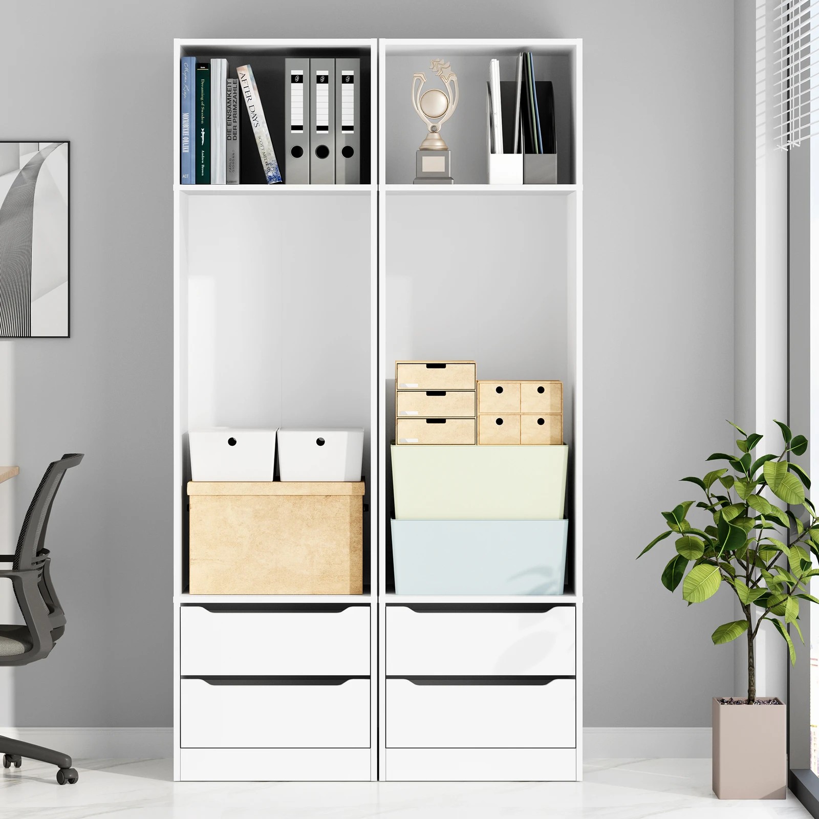 3 Alfordson Chest of 2 Drawers Office Storage Cabinet Tallboy Bedroom - White, 3 of 10