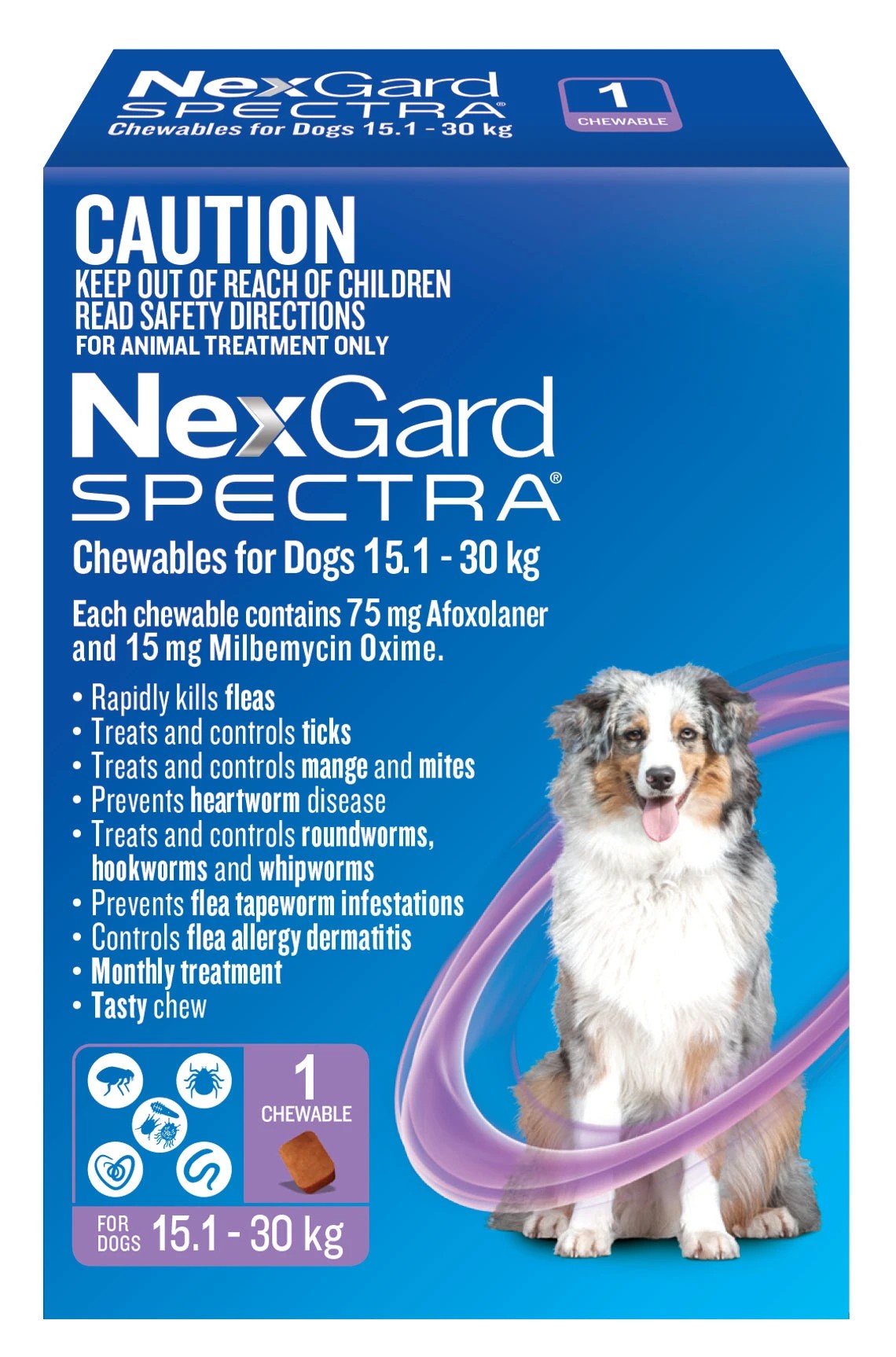 1 Nexgard Spectra Chewables For Large Dogs Purple 15.1-30kg - 6 Months Supply, 1 of 2