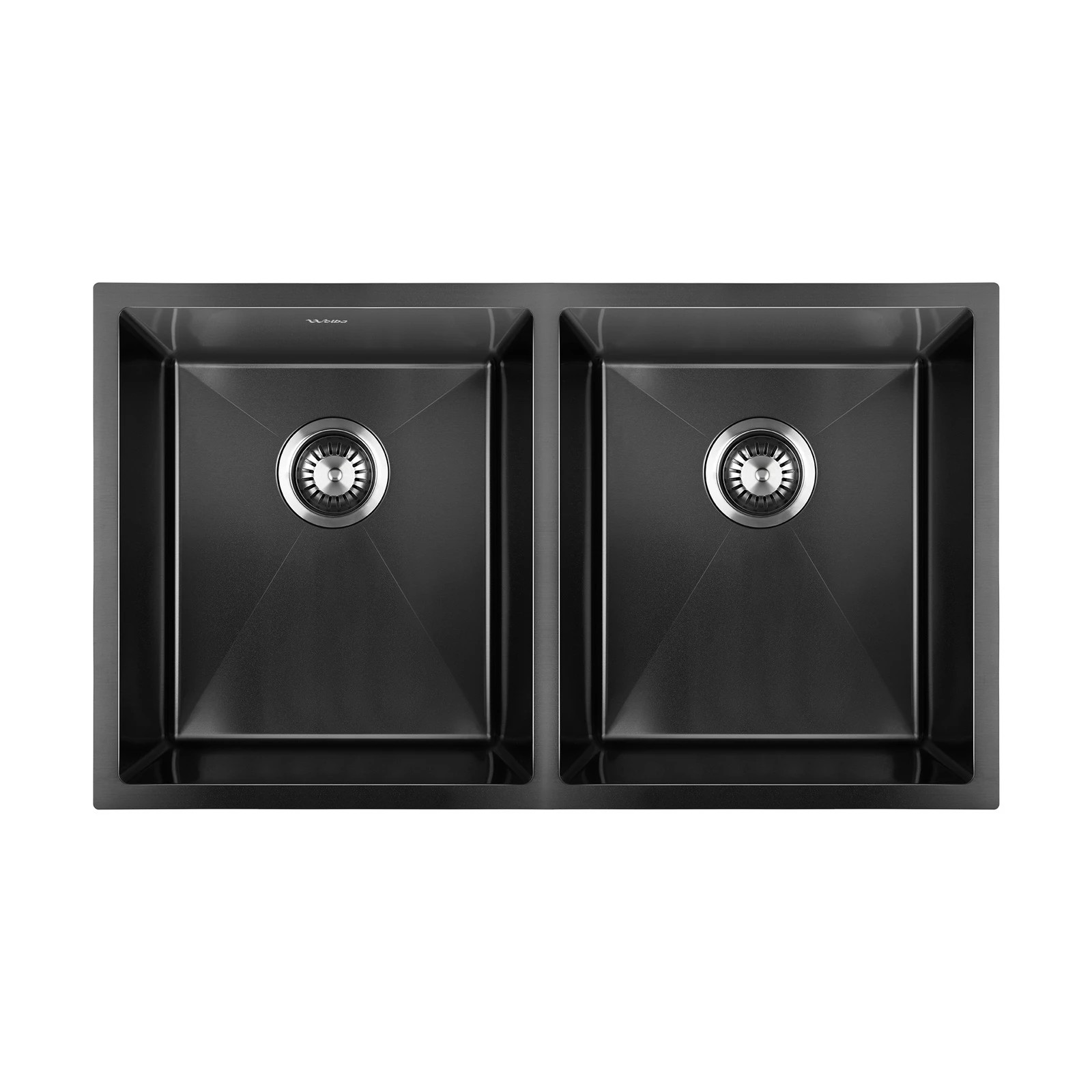 1 Welba Kitchen Sink Stainless Steel Basin Double Under/Top/Flush Mount - Black, 1 of 6