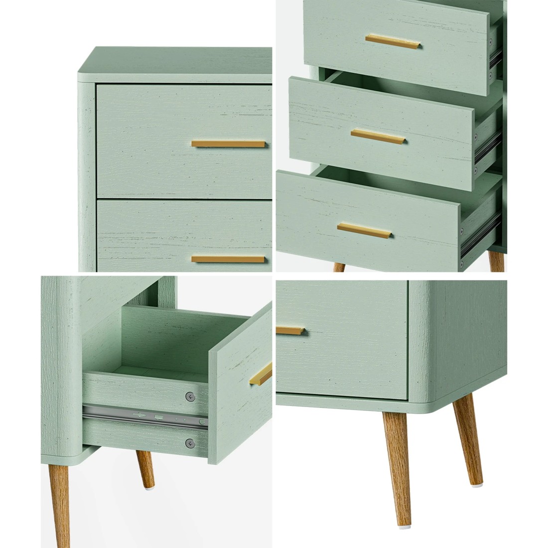 4 Oikiture 3 Chest Of Drawers Dresser Tallboy Storage Cabinet
 - Green, 4 of 10