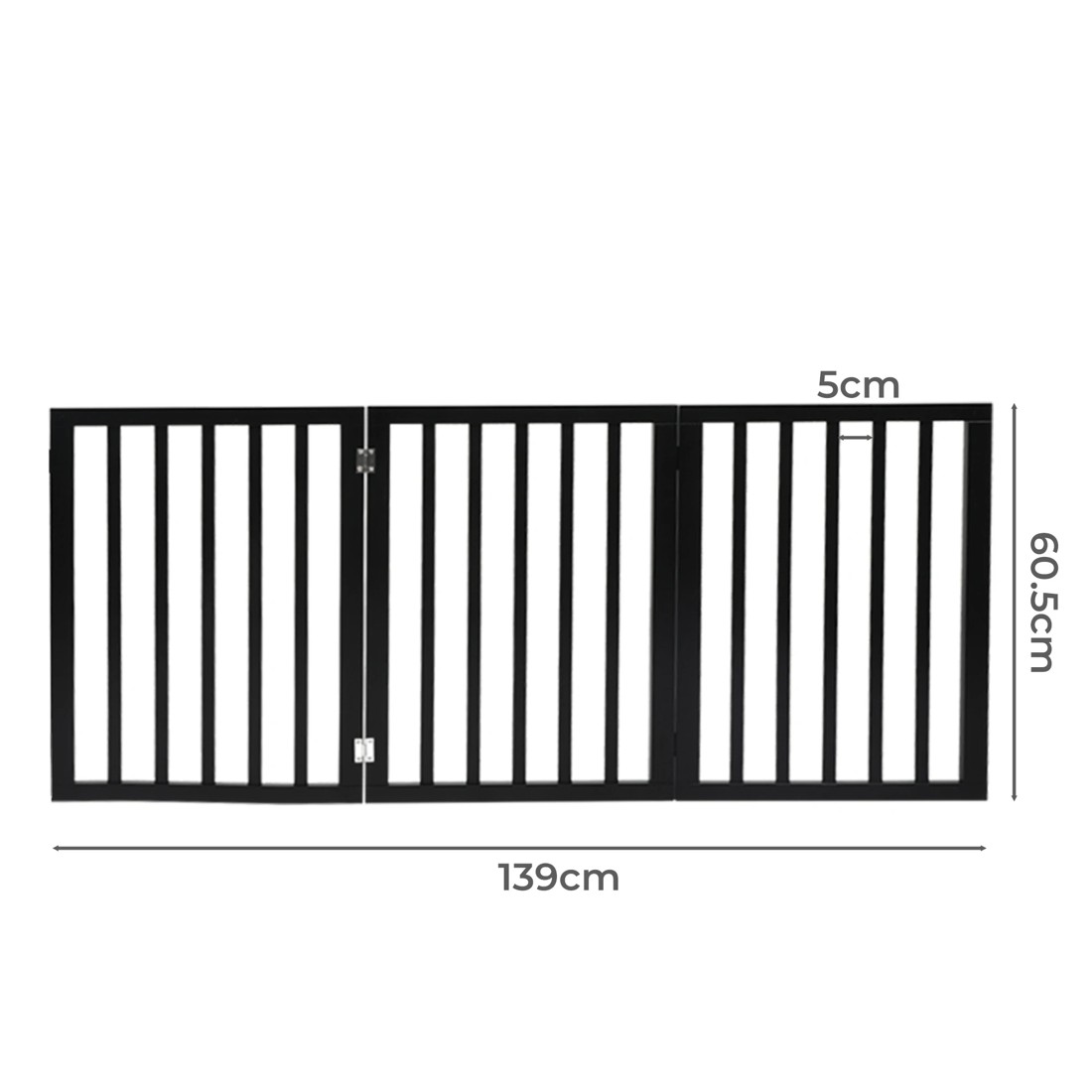2 Pawz 3 Panels Wooden Pet Gate - Black, 2 of 2