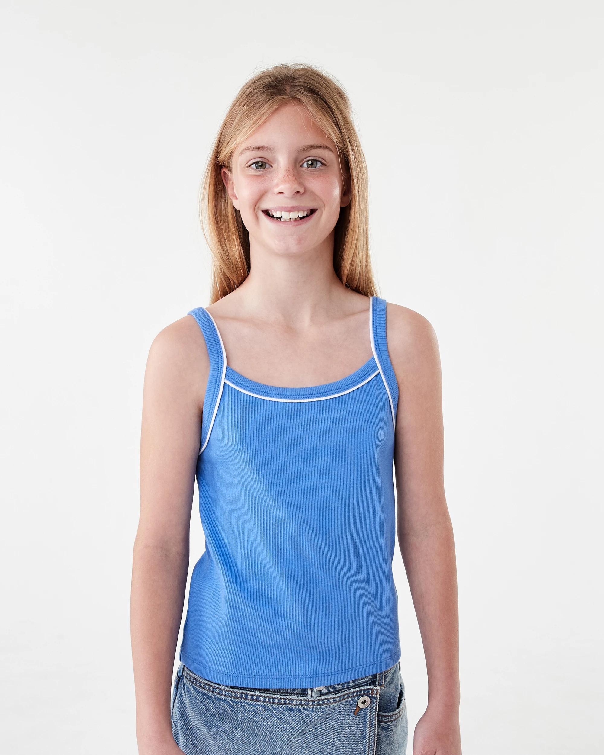 1 Rib Singlet Tank Top Blue Mrna, 1 of 7