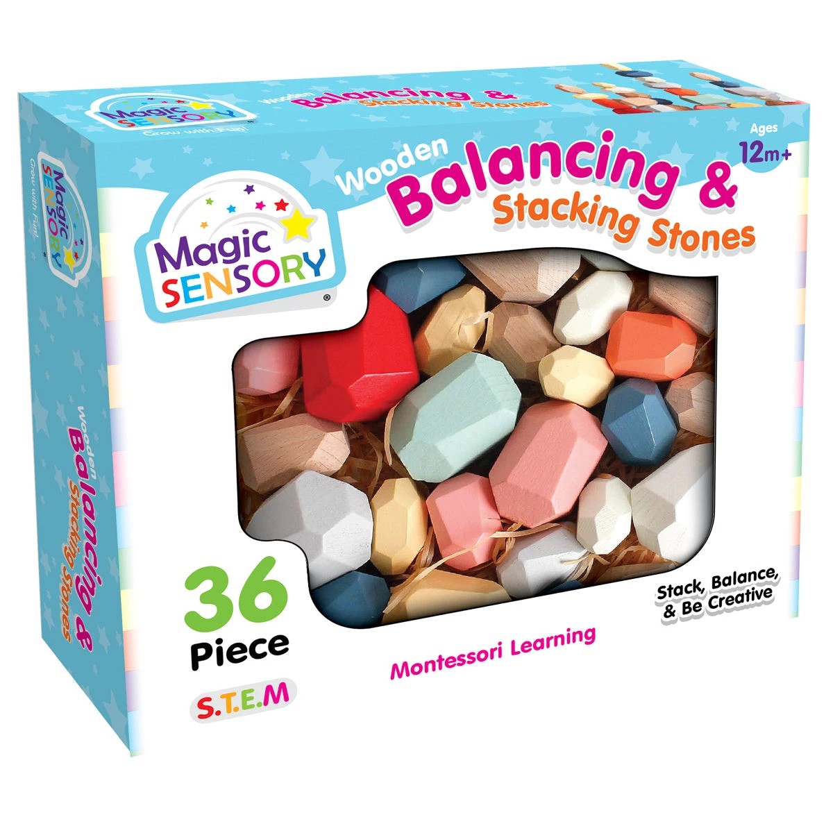 3 Magic Sensory 36 Piece Wooden Balancing & Stacking Stones, 3 of 5
