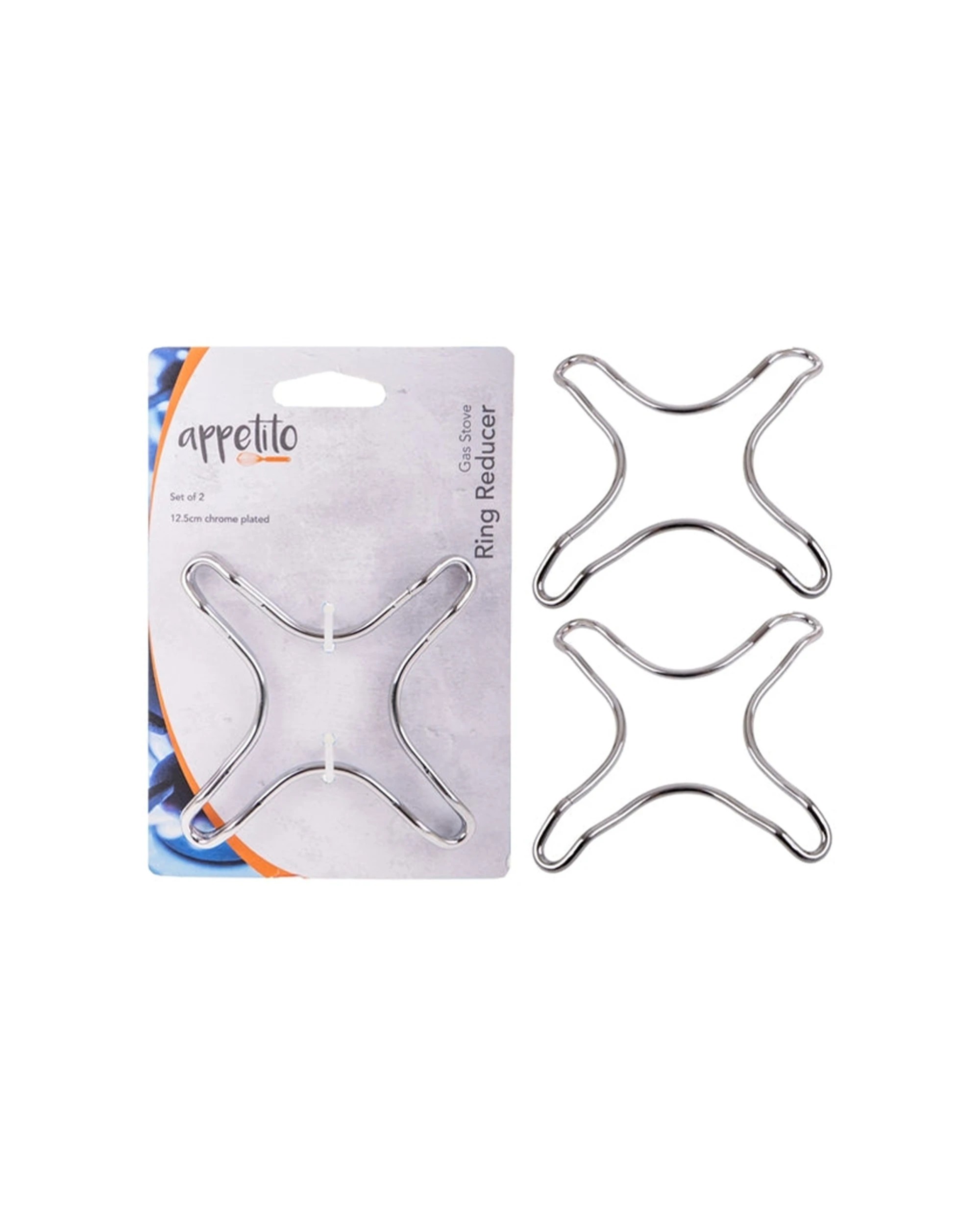 1 Appetito 2pc Gas Stove Ring Reducer 12.5 cm Durable Stainless Steel Burner Adapter - Silver, 1 of 2