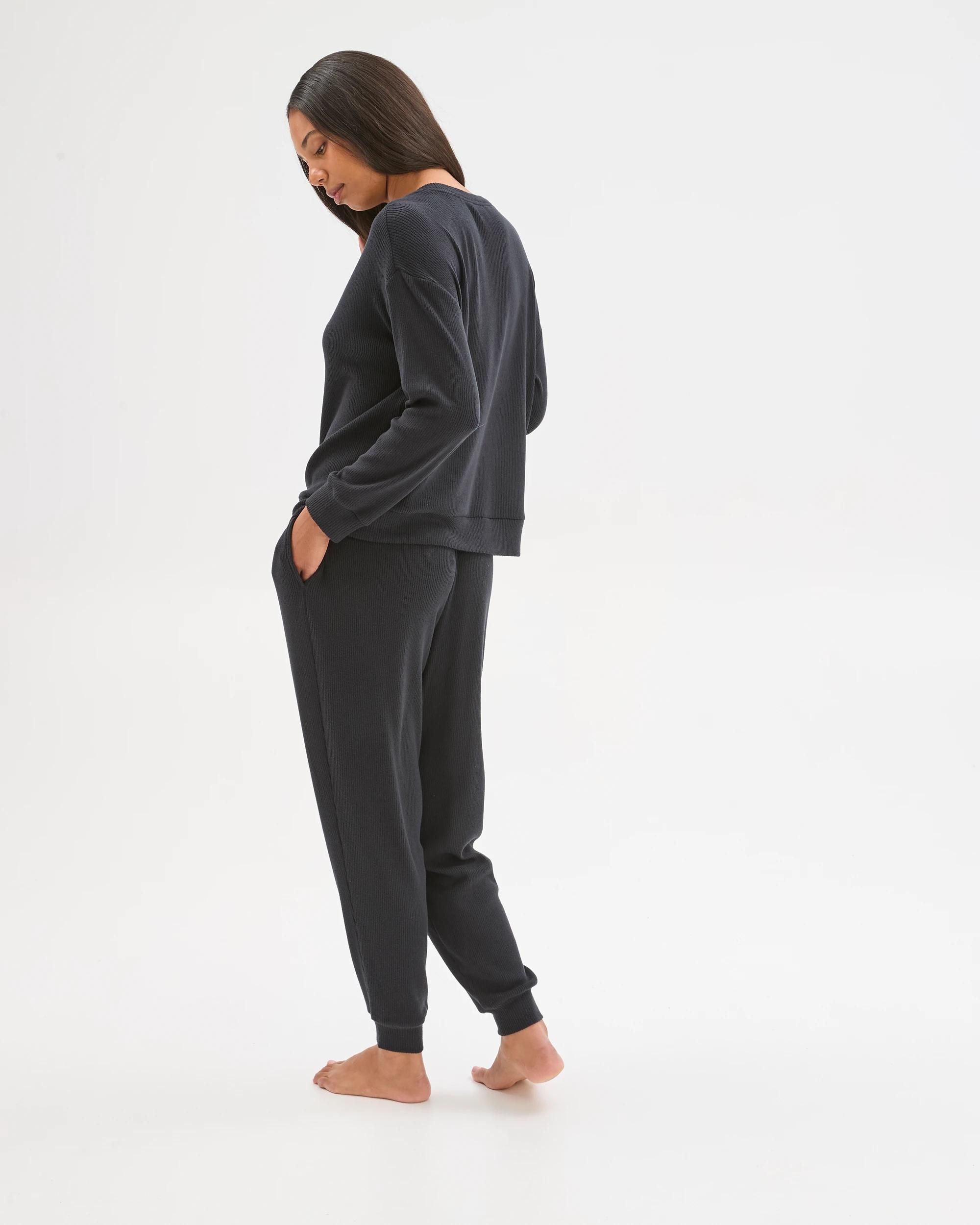 6 Target Woman Cosy Rib Crew Neck Sleep Top BLACK, 6 of 6