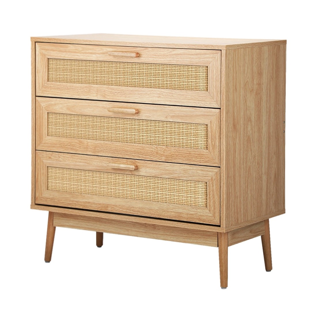 7 Oikiture 3 Chest Of Drawers Storage Cabinet Dresser Rattan Lowboy
 - Natural, 7 of 10