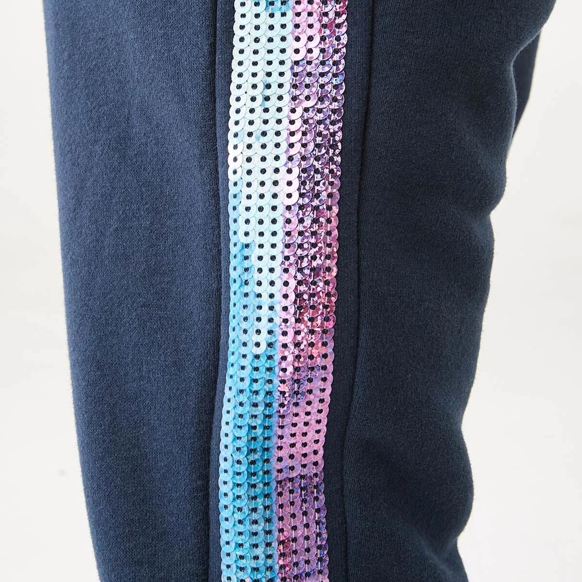 5 Sequin Trackpants Dress Navy, 5 of 9