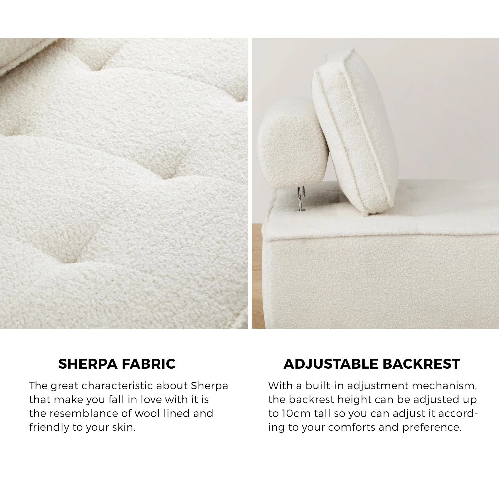 4 Oikiture 1pc Modular Sofa Lounge Chair Armless Tofu Back Sherpa
 - White, 4 of 10