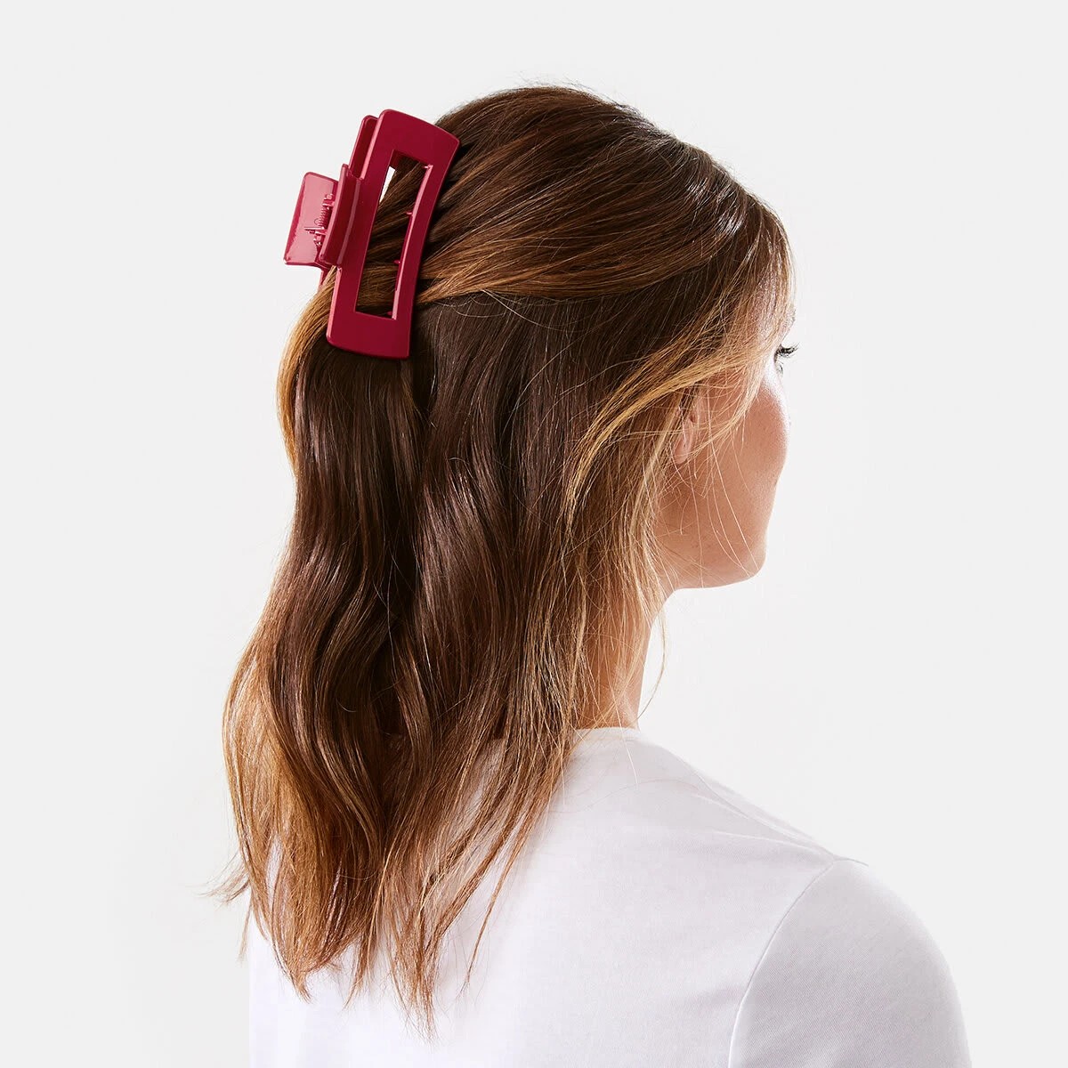 3 Red Rectangle Claw Hair Clip, 3 of 4