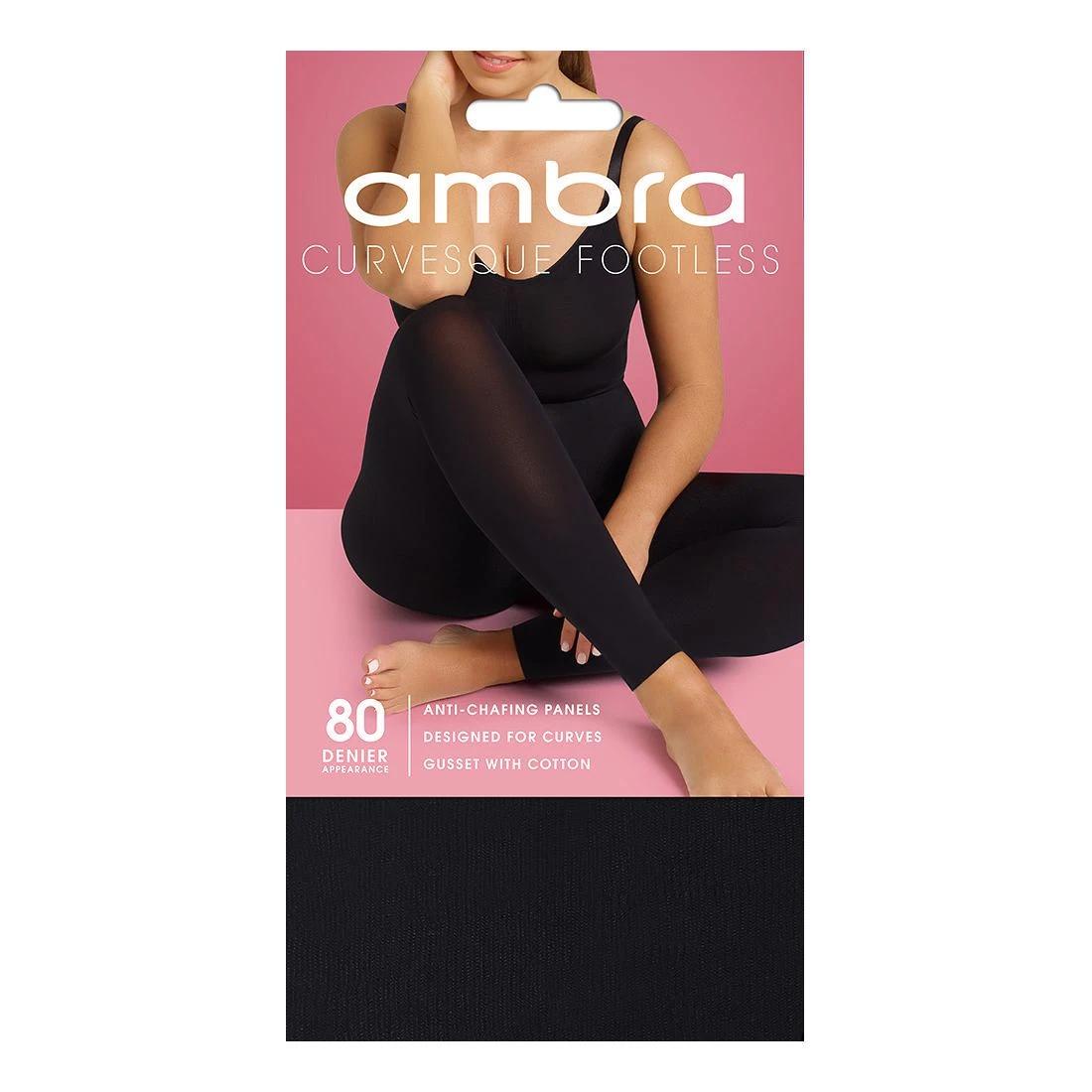 1 Ambra 1 Pack 80 Denier Curvesque Footless Tights BLACK