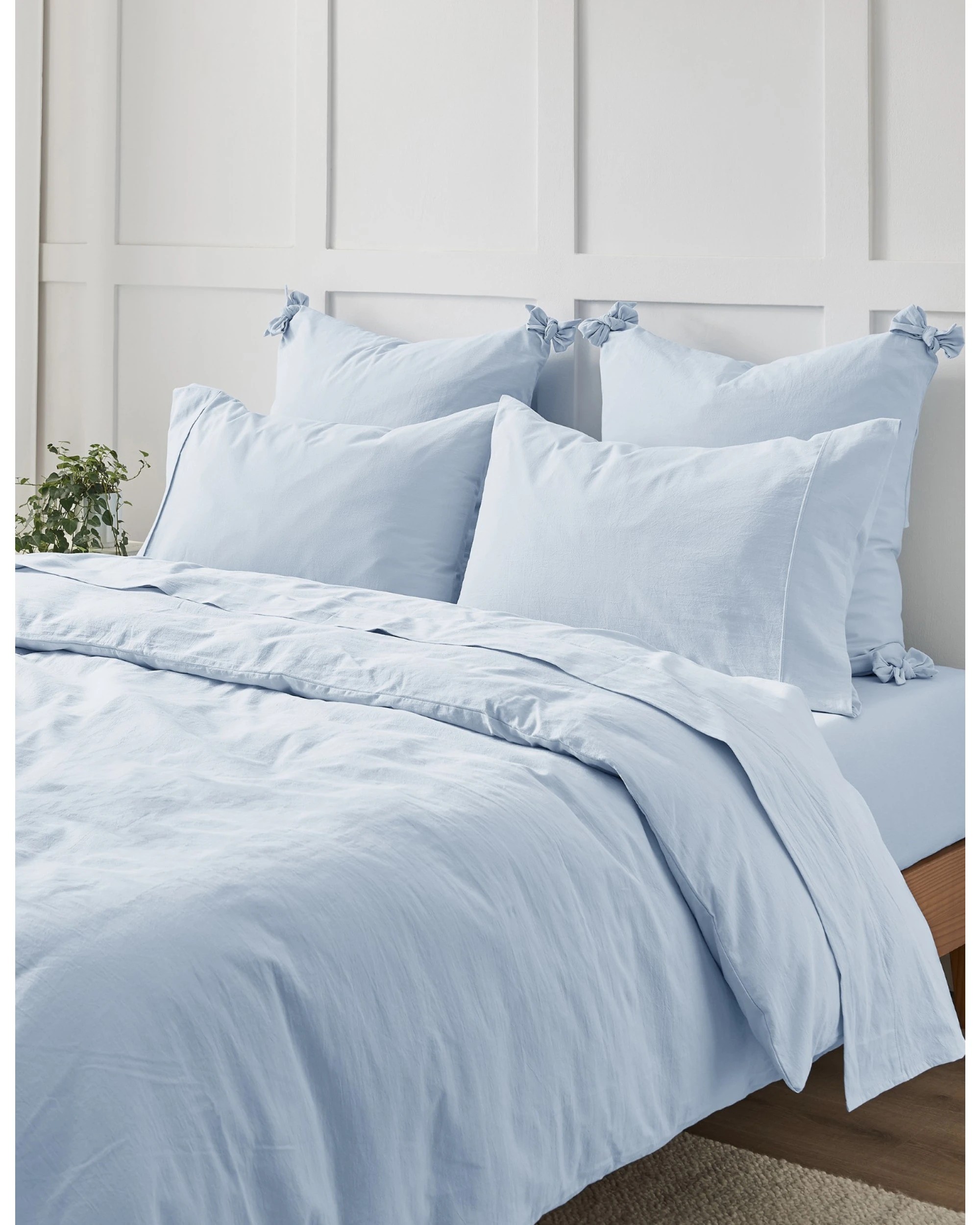 8 Dreamaker Bonnie Washed Cotton Sheet Set - King Single Bed - Sky, 8 of 9