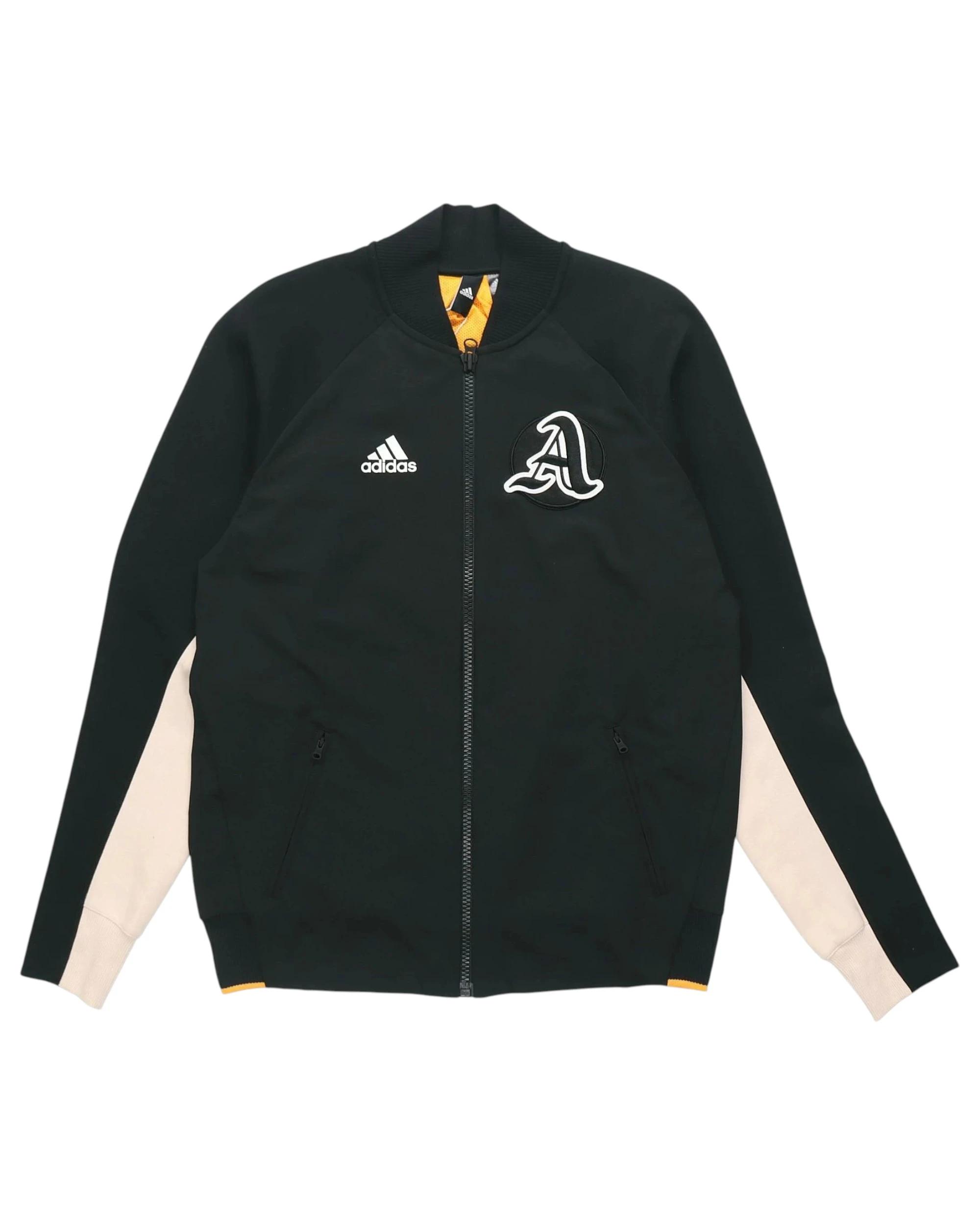 1 Adidas Mens Black/Black/Real Gold Vrct Varsity Collegiate Zipup Jacket BLACK/BLACK/REAL GOLD, 1 of 6