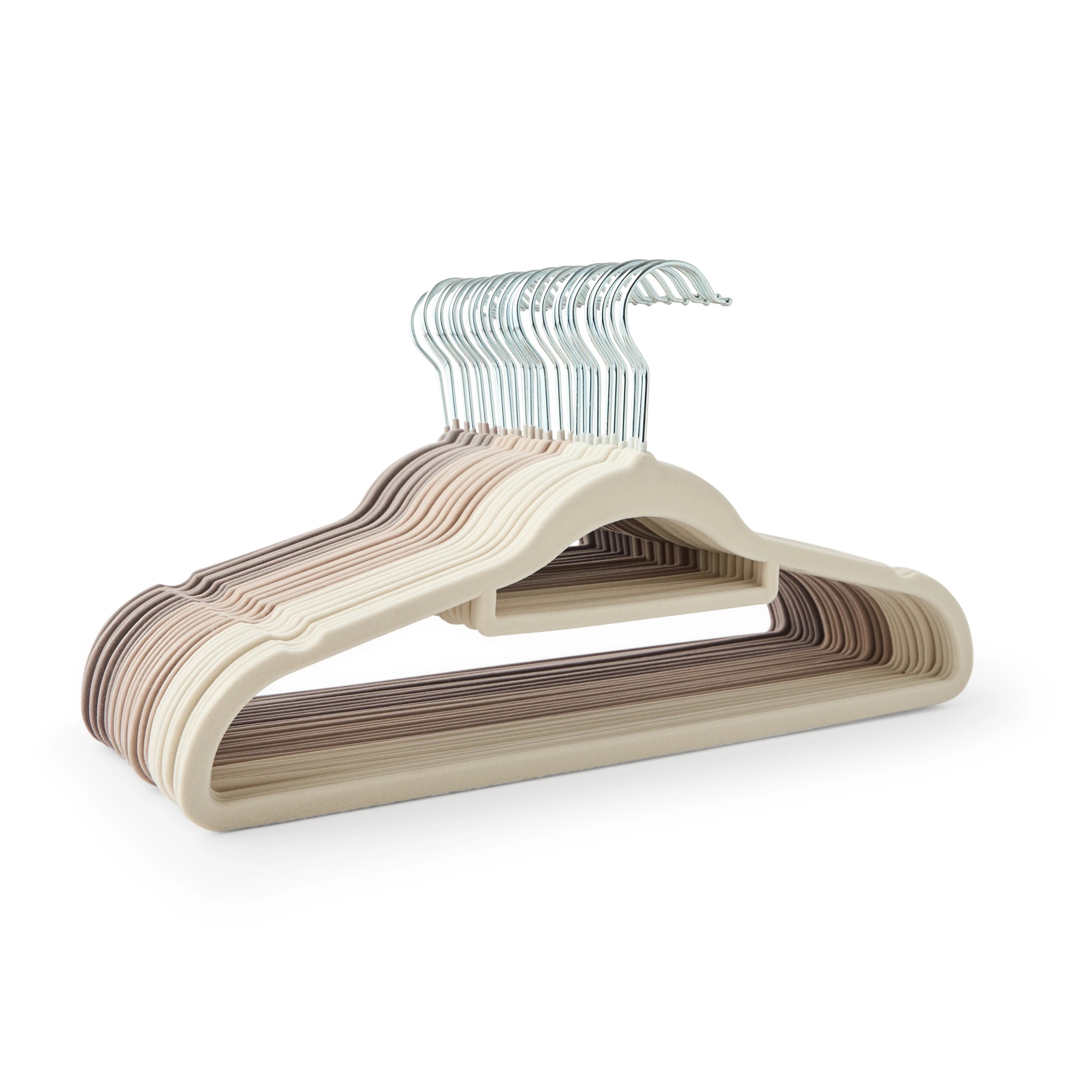 1 30 Pack Flocked Hangers - Beige, 1 of 8