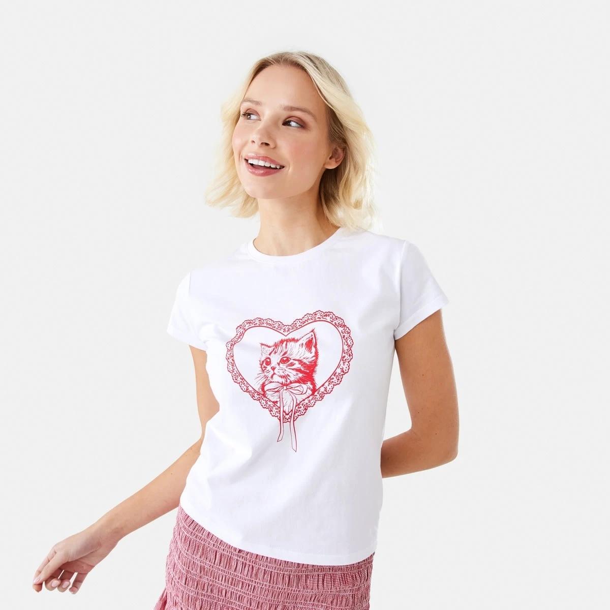 1 Short Sleeve Neat Print T-shirt Cat, 1 of 10