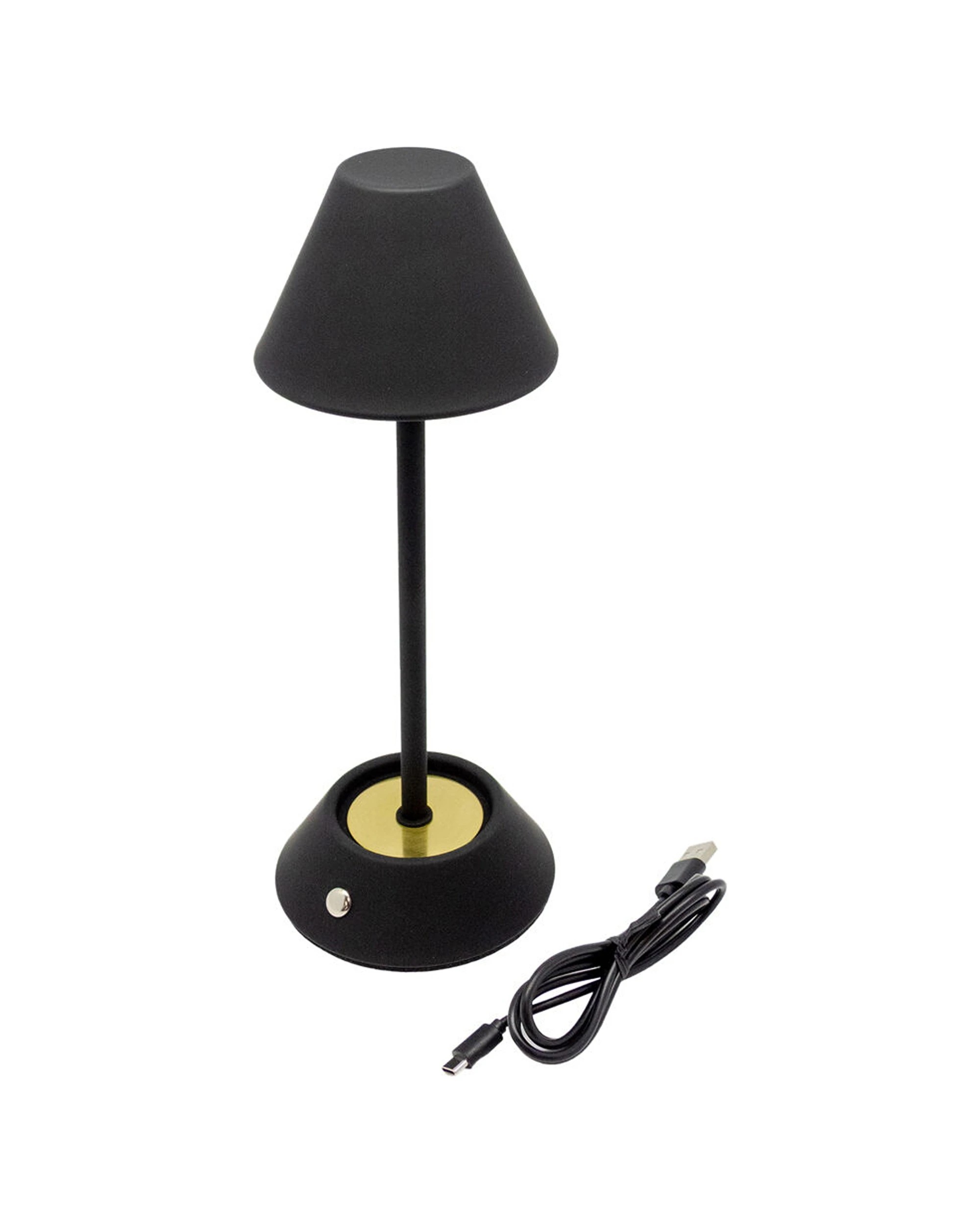 2 BOYLE Rechargeable LED Table Lamp Cone Shade Adjustable Lighting Battery - Black, 2 of 8