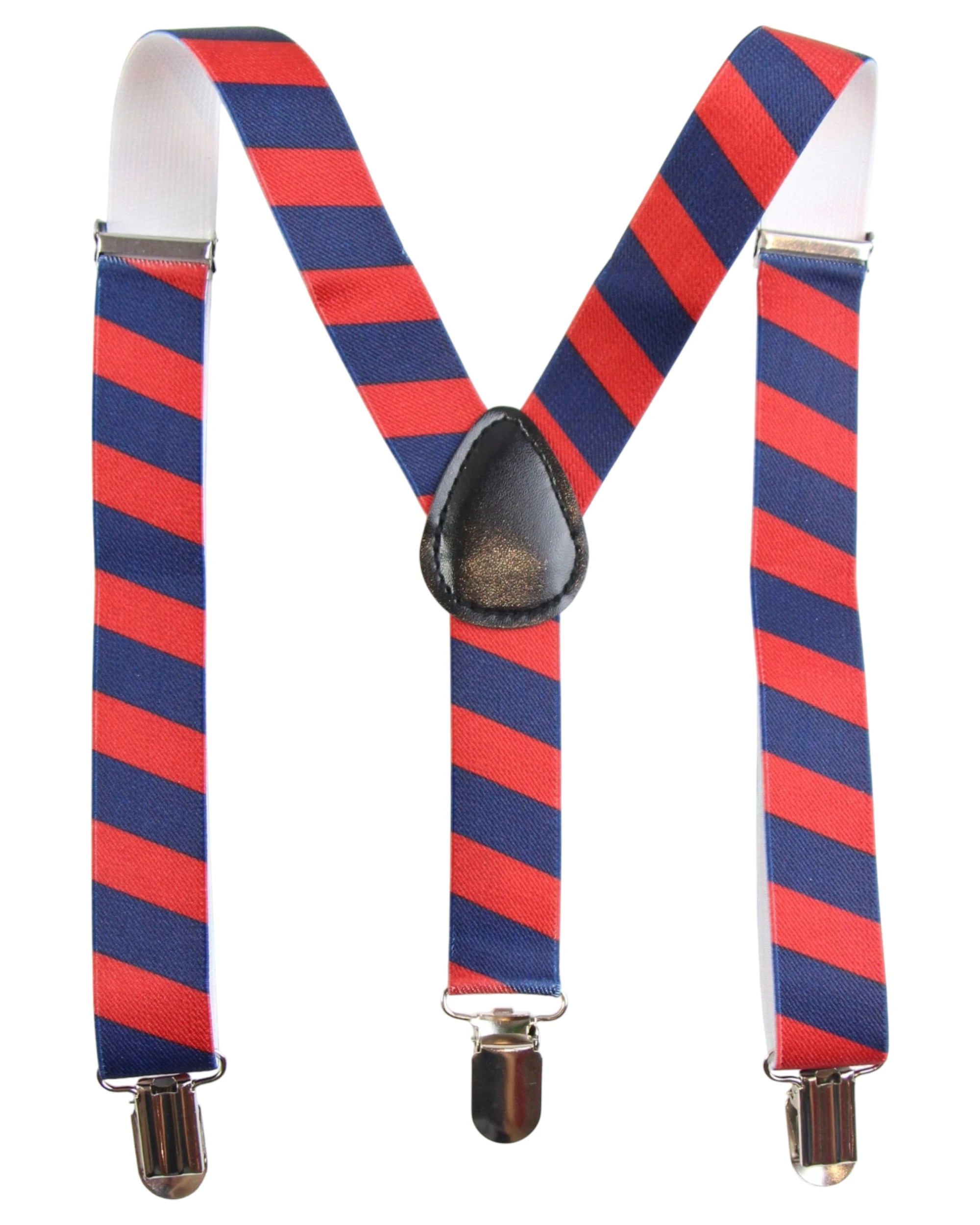 1 Zasel Boys Adjustable Red & Navy Diagonal Striped Patterned Suspenders - Multi - Multi, 1 of 5