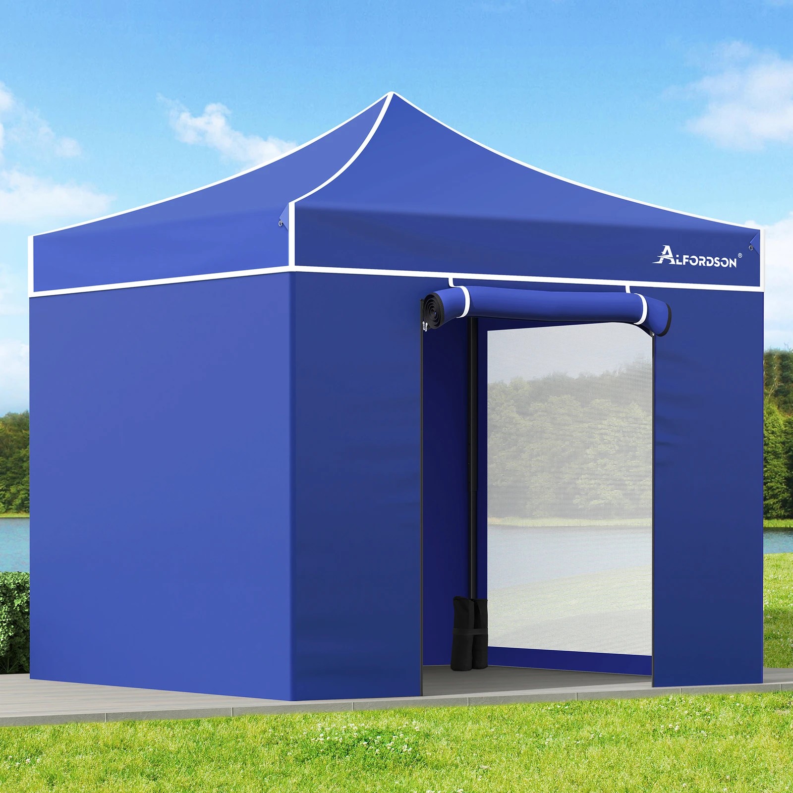 2 Alfordson Gazebo 3x3m Pop Up Marquee 600D Oxford Folding Camping Tent - Blue, 2 of 10