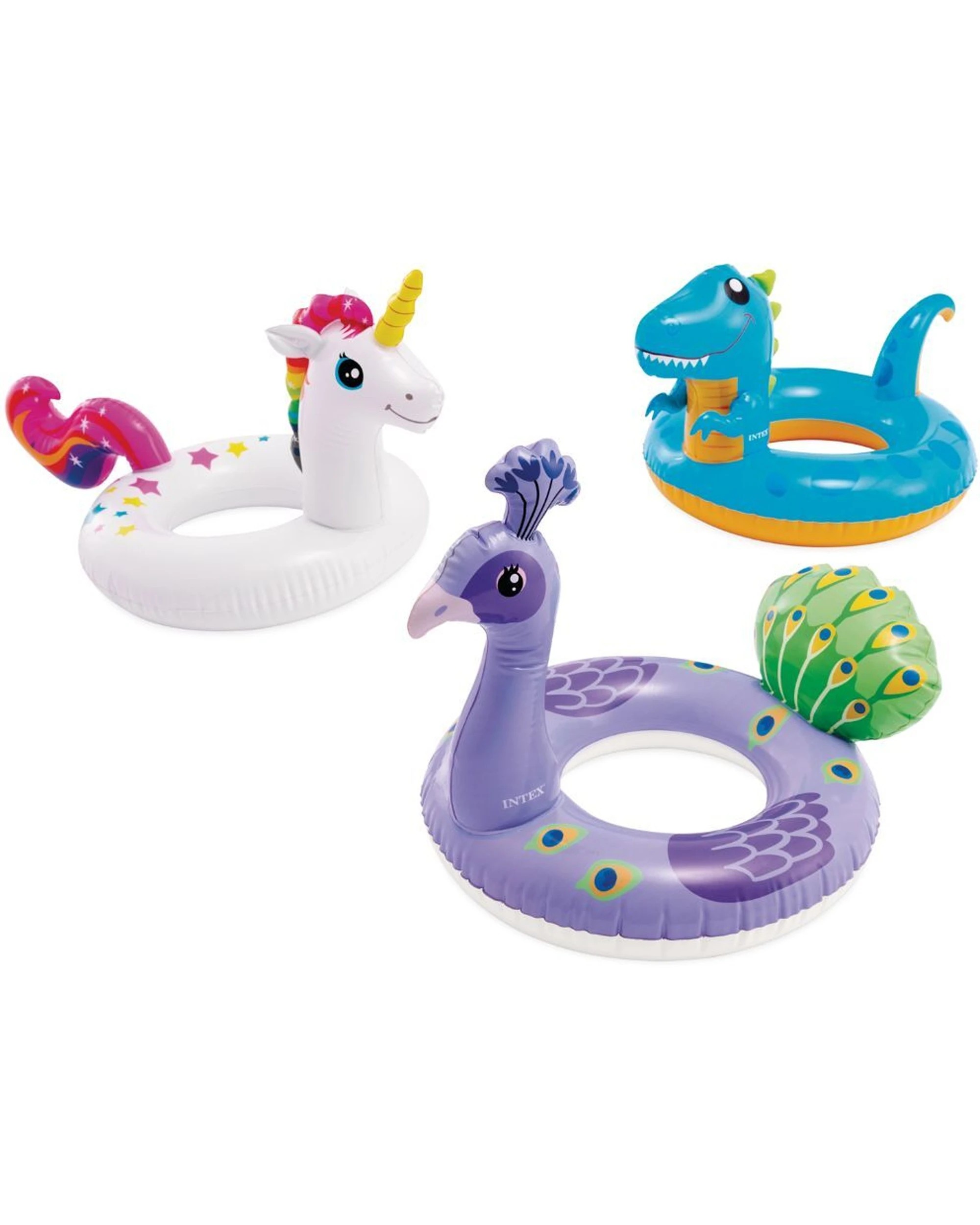 10 INTEX Big Animal Kids Children Inflatable Pool Ring - Assorted, 10 of 10