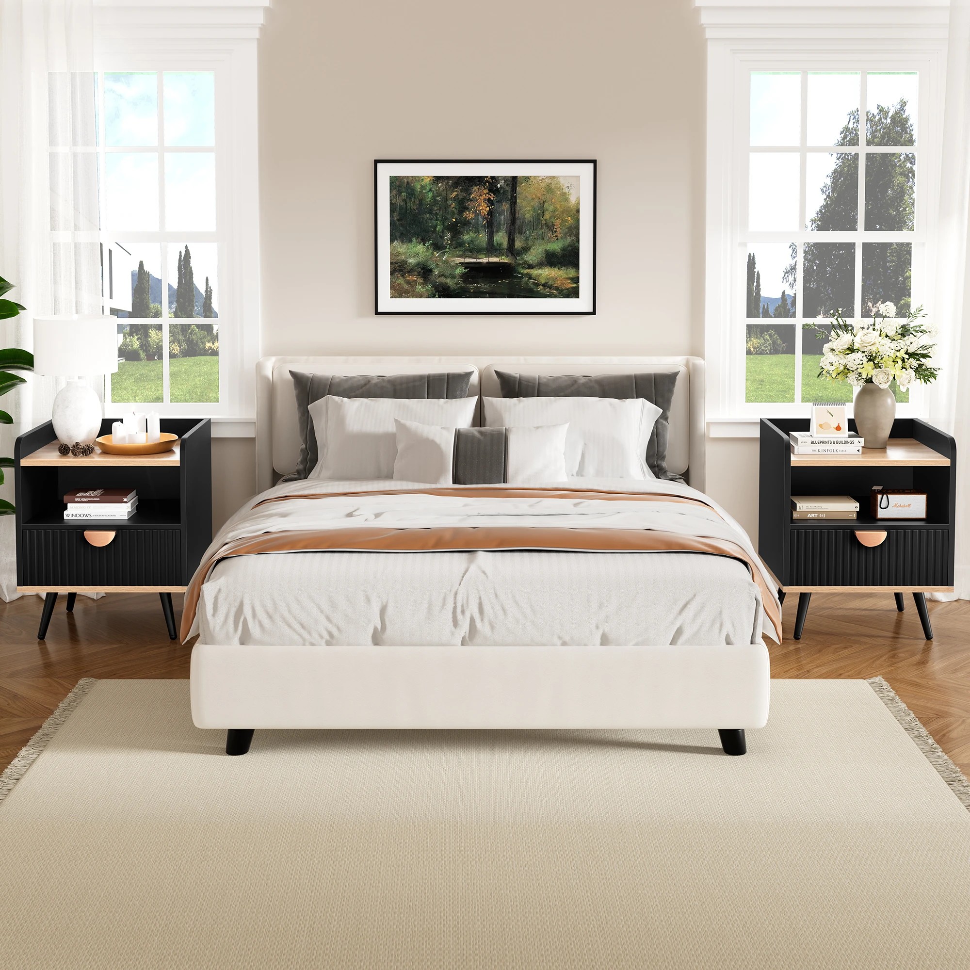 6 Alfordson 2x Alfordson Bedside Table with Drawer - Black, 6 of 9