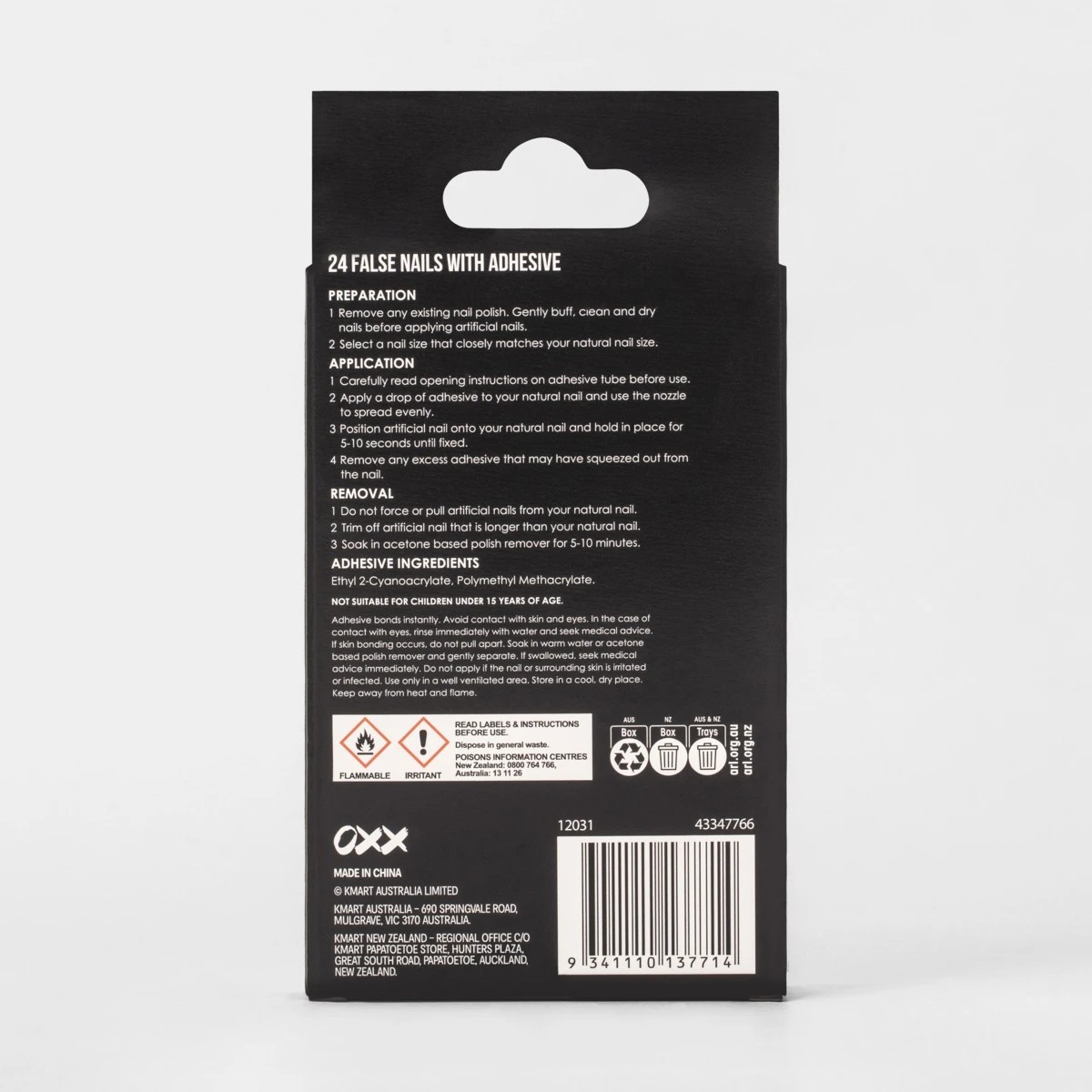 2 OXX Cosmetics 24 Pack False Nails with Adhesive - Coffin Shape, Pink and White Heart, 2 of 5