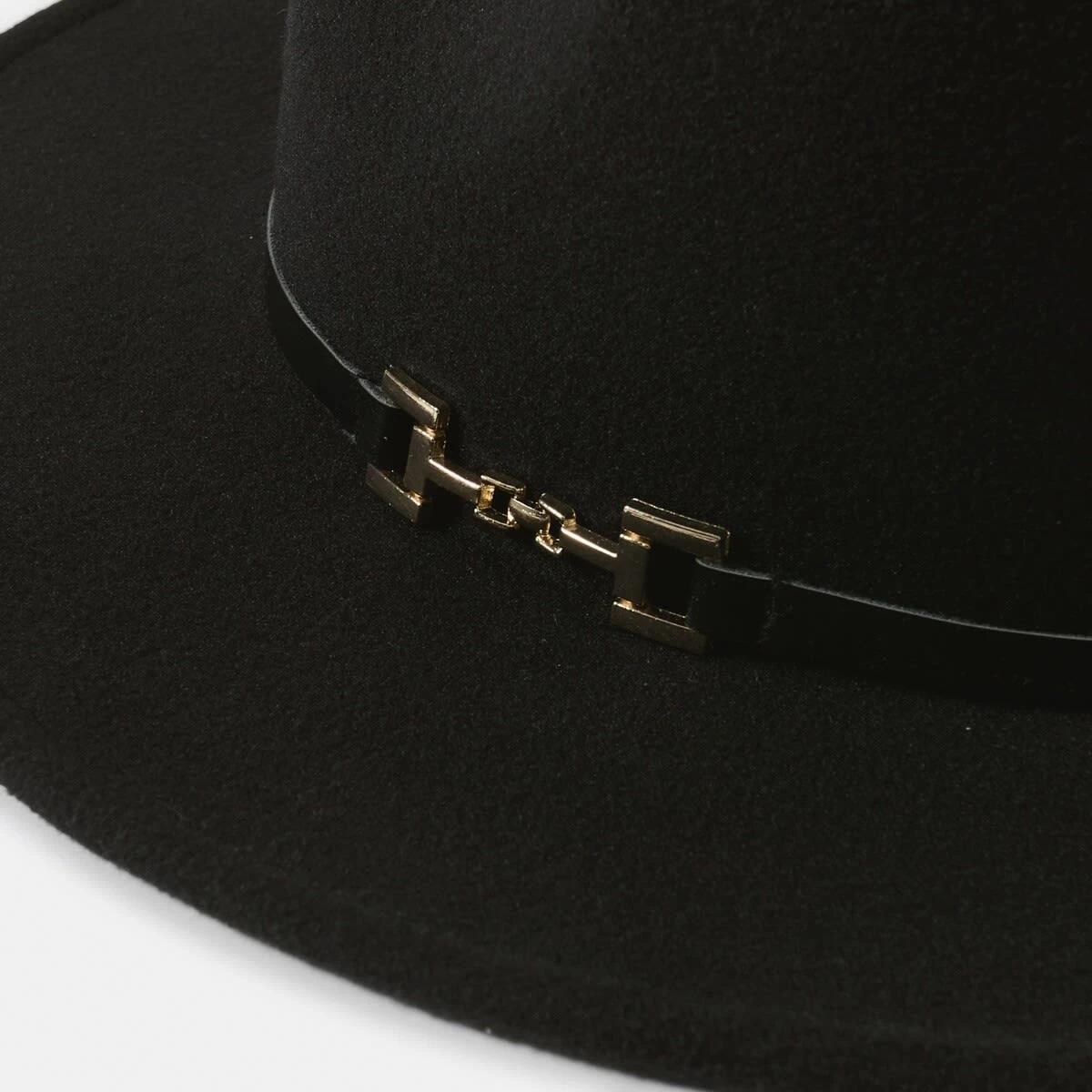 3 Metal Trim Fedora Hat Black, 3 of 5