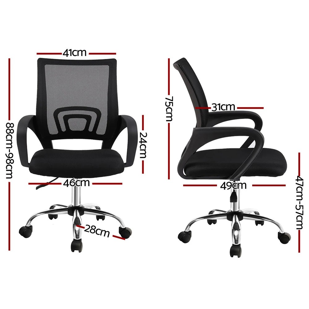 2 Artiss 2x Mesh Office Chair Mid Back - Black, 2 of 6