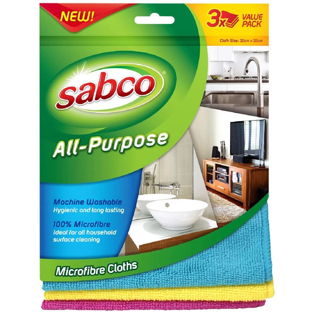 1 Sabco All Purpose Microfibre Cloths 3 Pack, 1 of 1