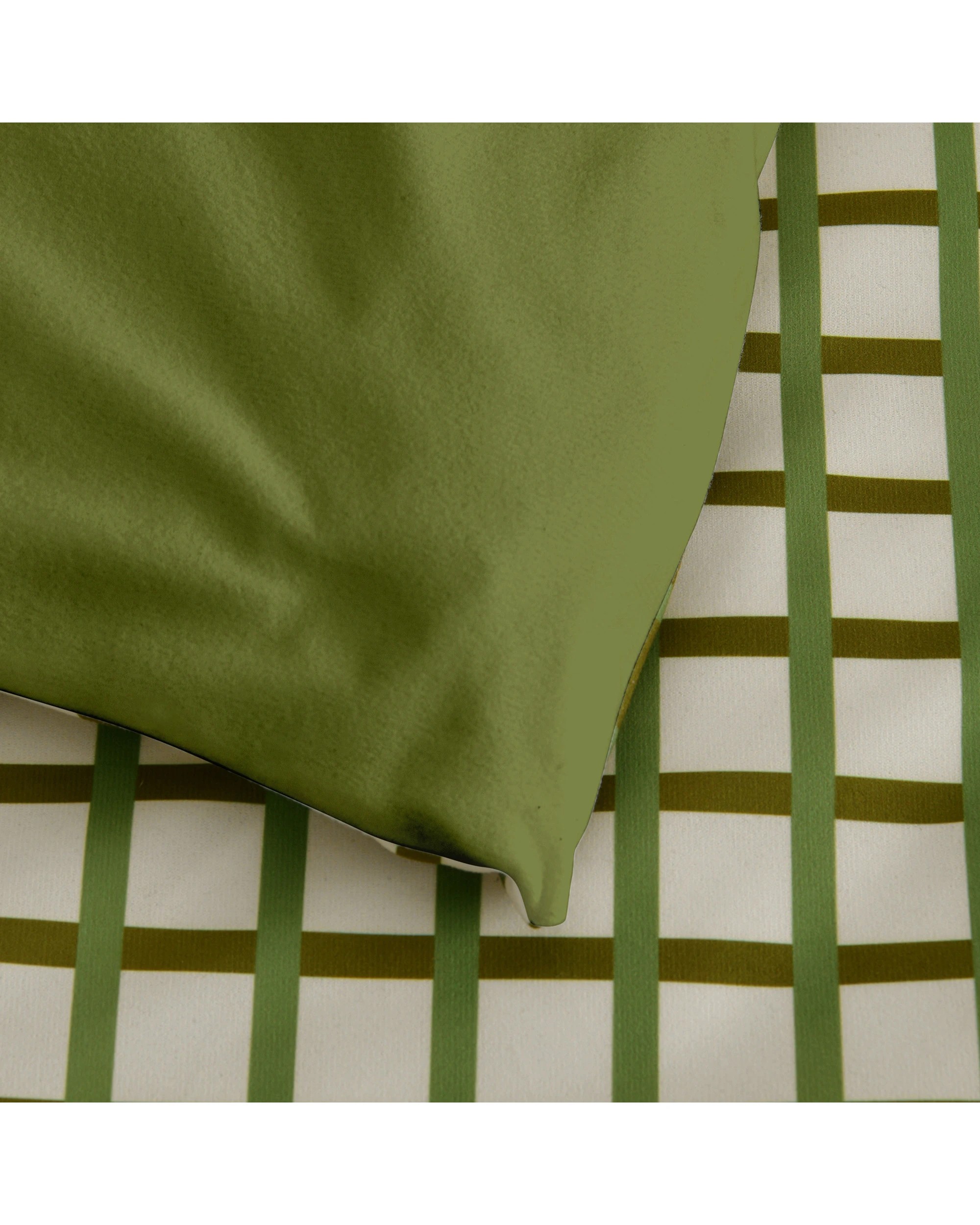 5 Dreamaker Micro Flannel Reversible Grid Quilt Cover Set - Single Bed - Olive, 5 of 9