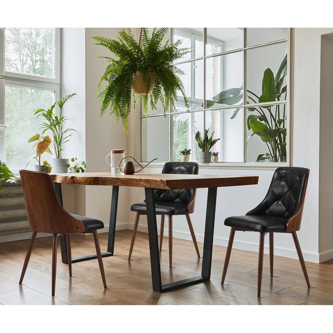 3 Oikiture 2x Dining Chairs Kitchen Lounge Cafe Seat Retro Pu Leather
 - Black, 3 of 10