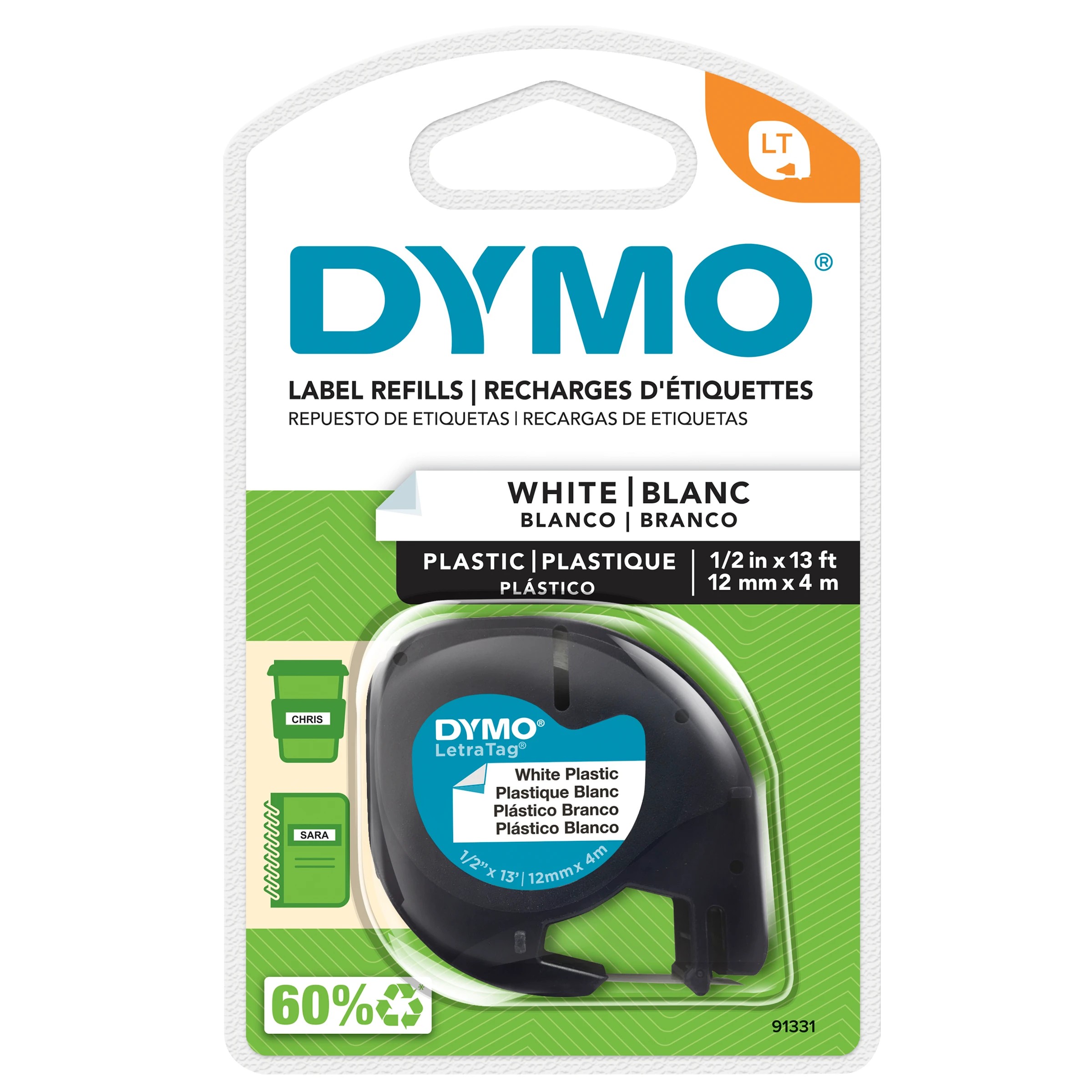 1 DYMO LetraTag Plastic Tape - White, 1 of 8