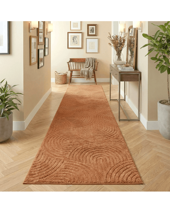 Common Ground Rugs Sanctuary Zina 300x80cm - Medium Runner Power Loomed Rug - Brown