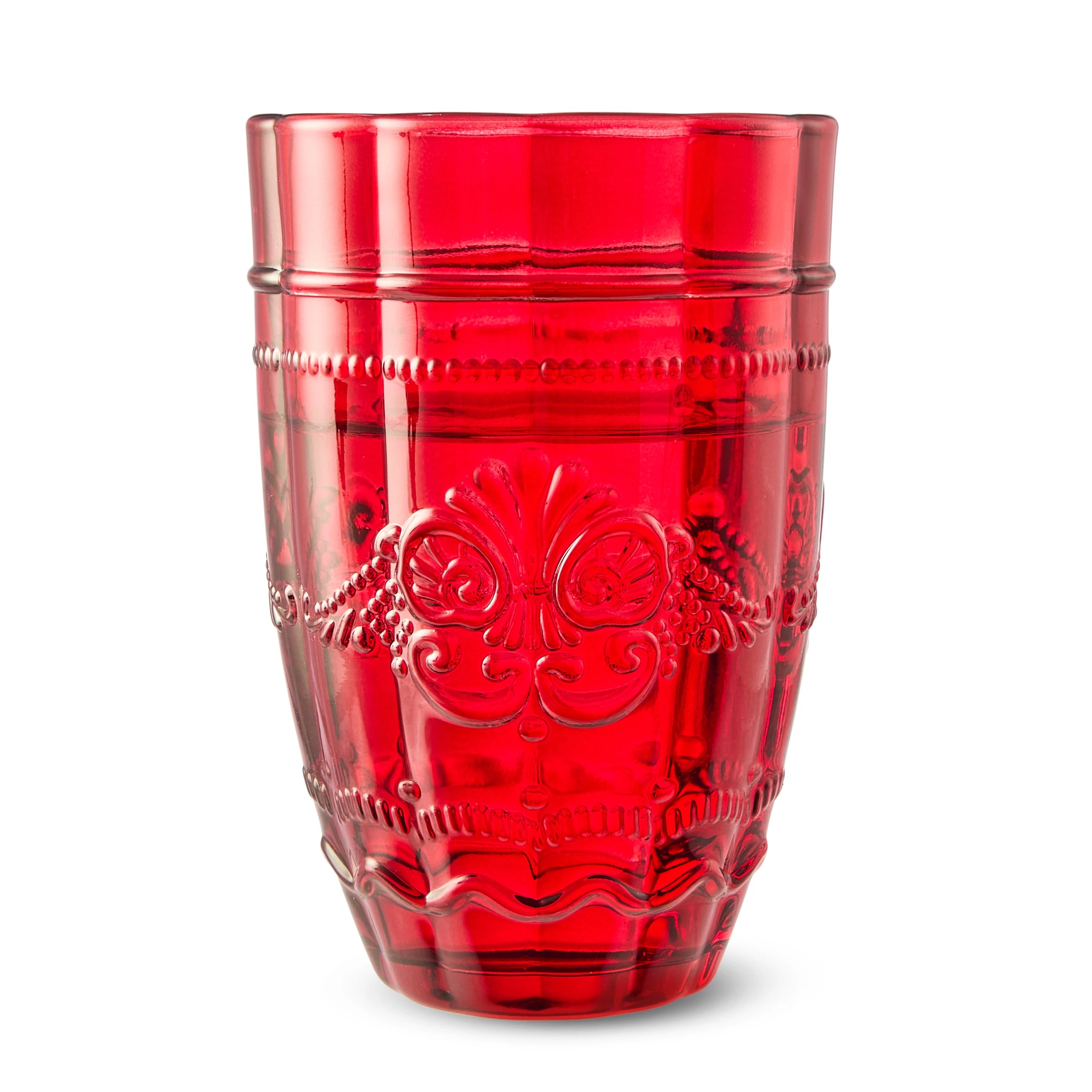 3 6 Red Ornate Highball Glasses, 3 of 6