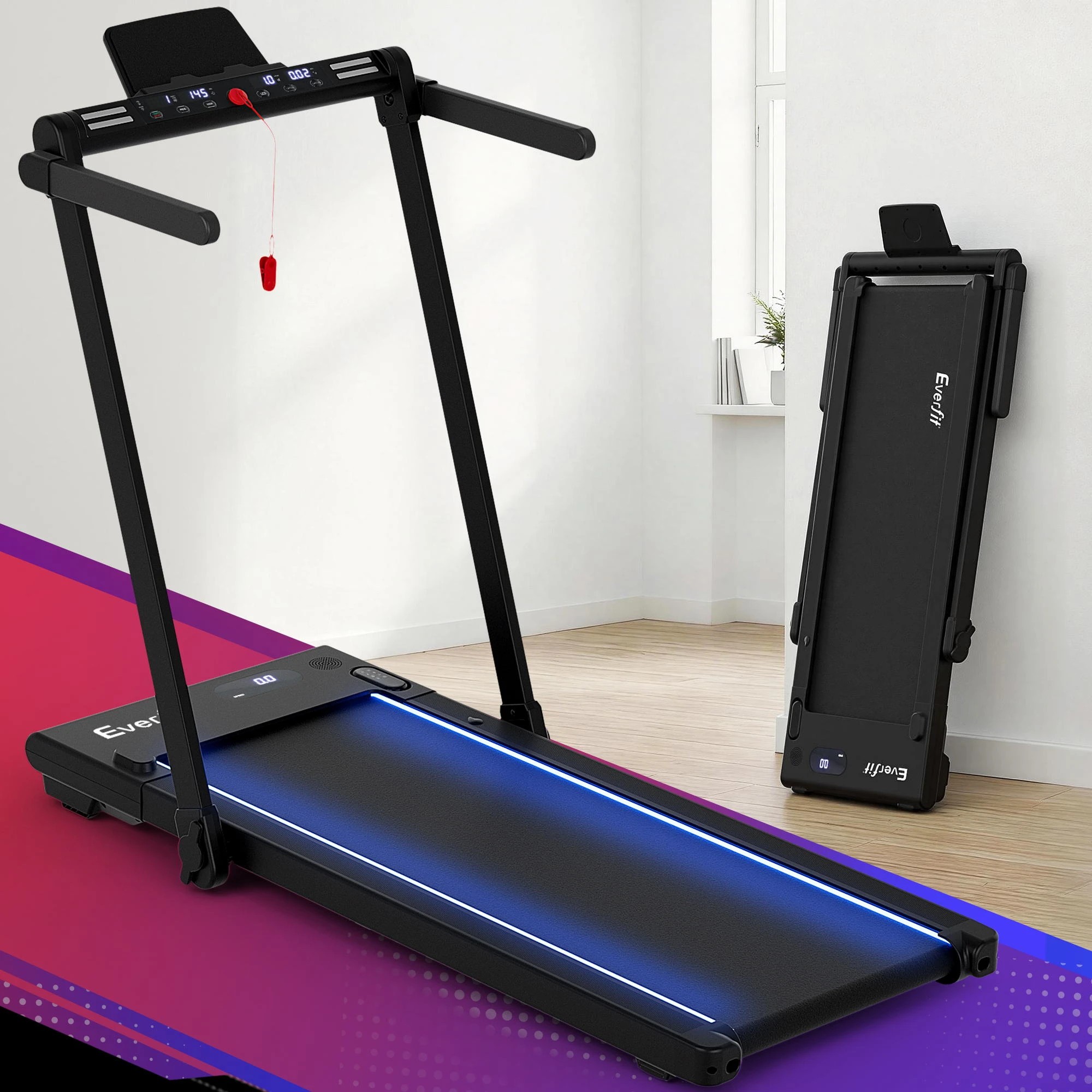 3 Everfit 3 in 1 Walking Pad Treadmill Foldable Under Desk Treadmills for Home Gym With Led Lights - Black, 3 of 3