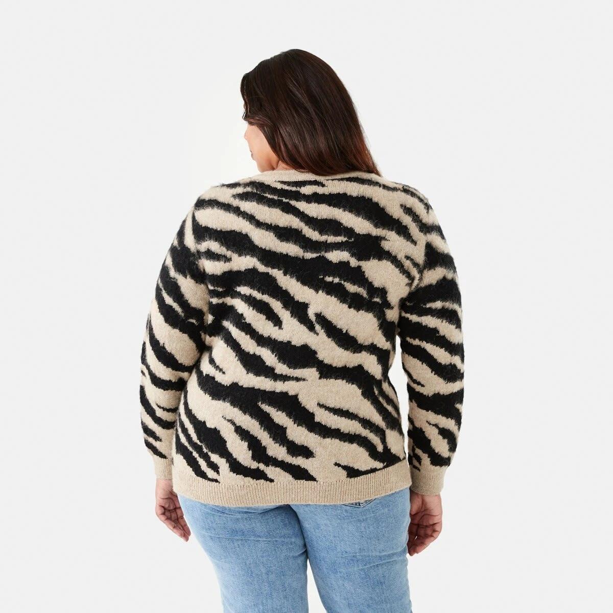 3 Curve Gold Button Printed Cardigan Zebra, 3 of 6
