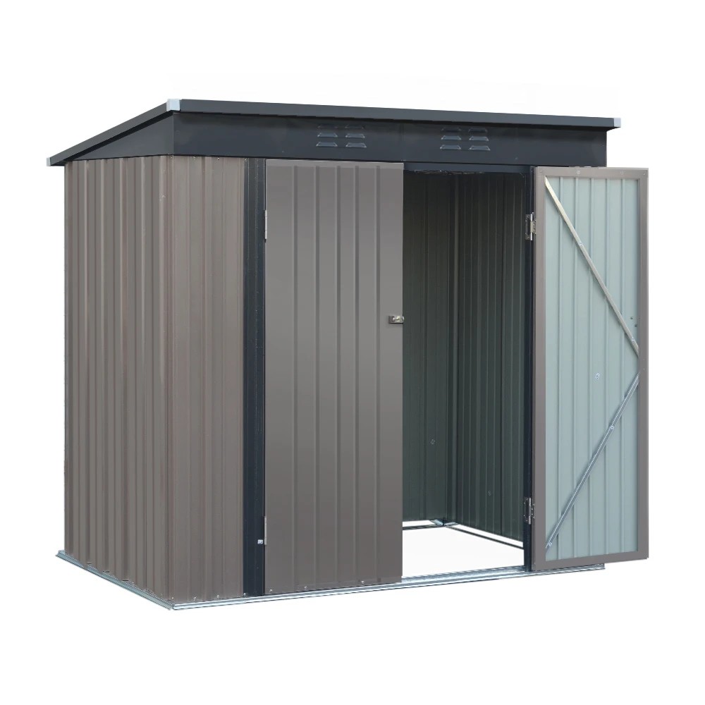 1 Giantz Garden Shed 1.95x1.31M Sheds Outdoor Storage Steel Workshop House Tool - Brown, 1 of 1