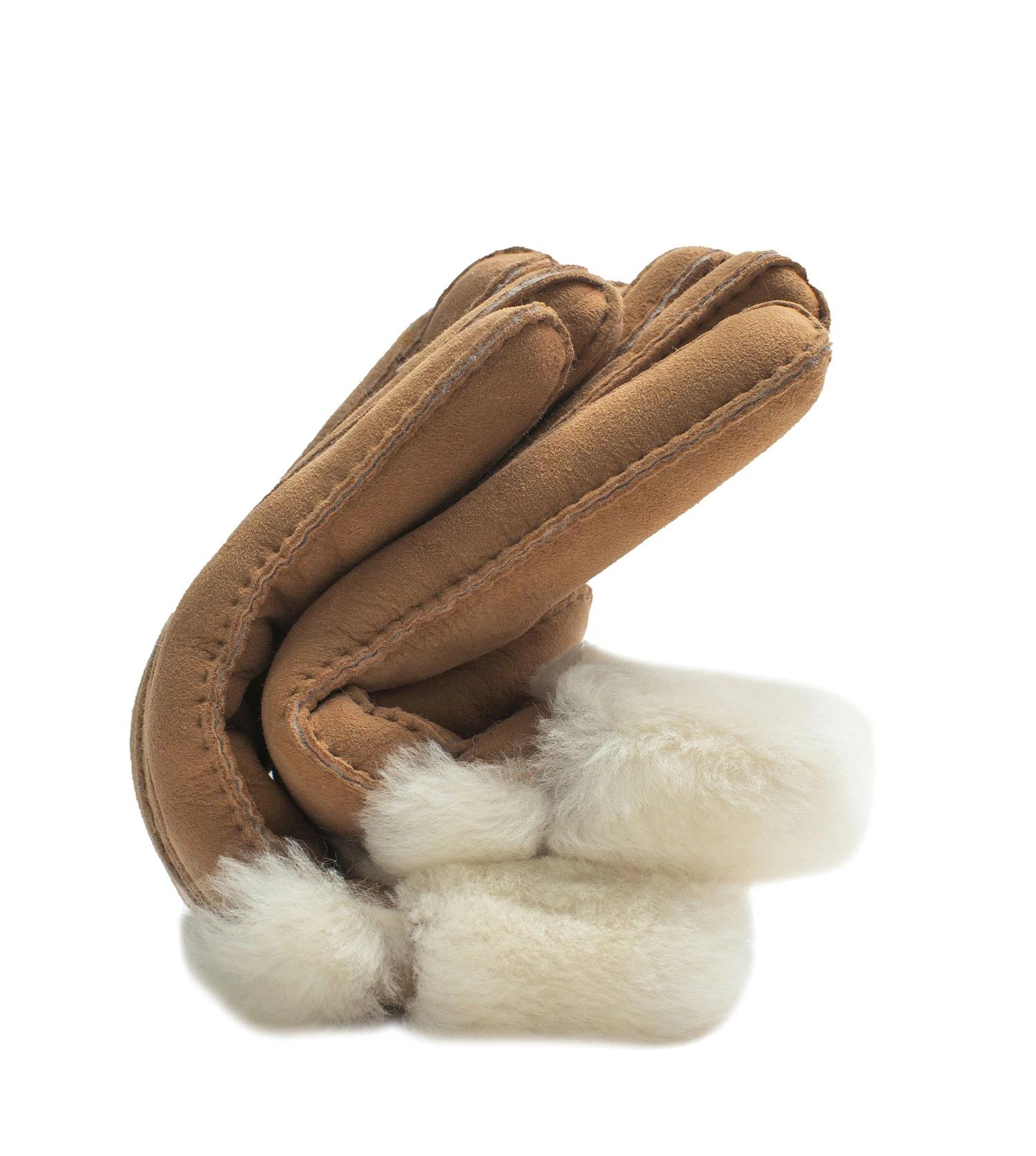5 Australian Shepherd UGG Puni Fluffy Shearling Gloves CHESTNUT, 5 of 5