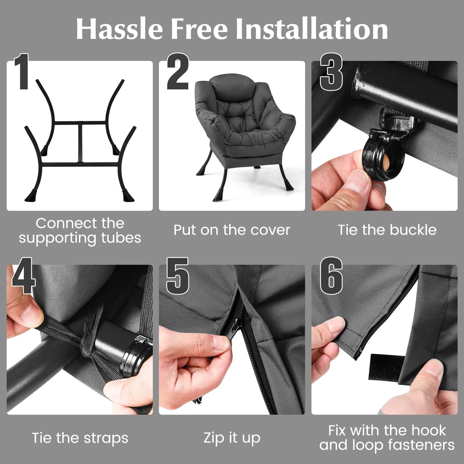 6 Costway Modern Armchair Lounge Chair Sofa Accent Chair w/Ottoman, 6 of 7