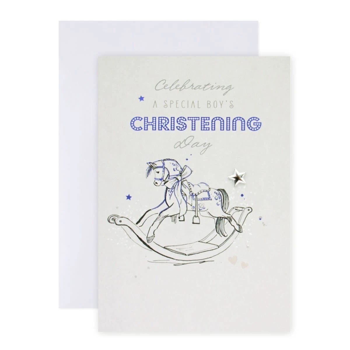 1 Connections from Hallmark Christening Card for Baby Boy - Rocking Horse, 1 of 3