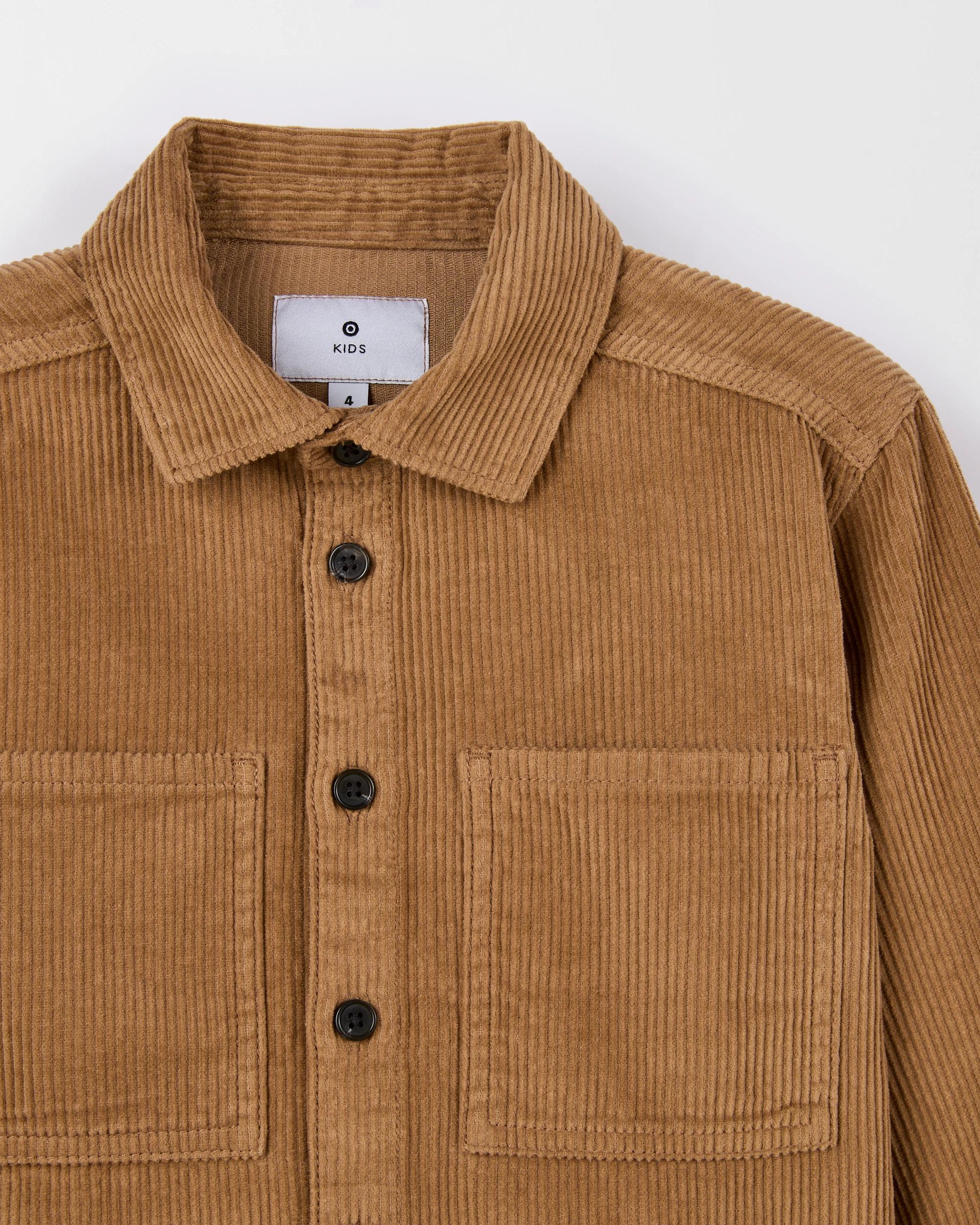 2 Target Kids Cord Long Sleeve Oversized Shacket TAN, 2 of 3