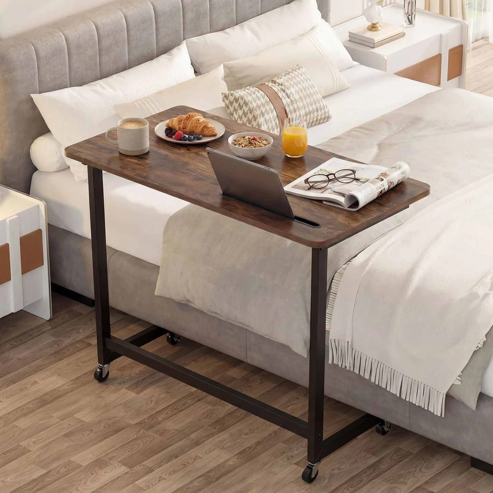 4 Costway C-shaped End Table Mobile Bedside Table Space-saving 80cm, 4 of 4