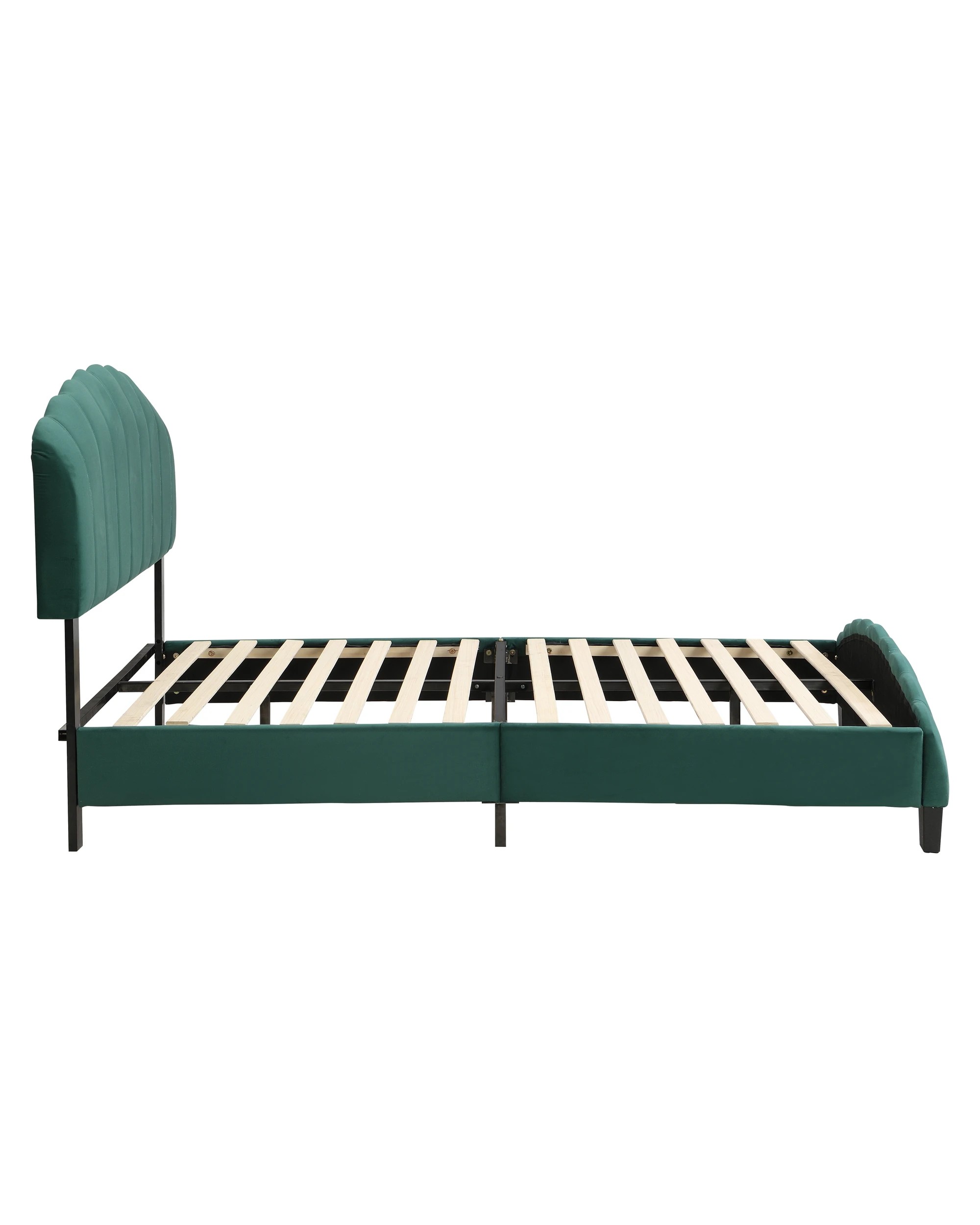 5 IHOMDEC BEF04 Queen Shell-Style Bed Frame - Green - Green, 5 of 10