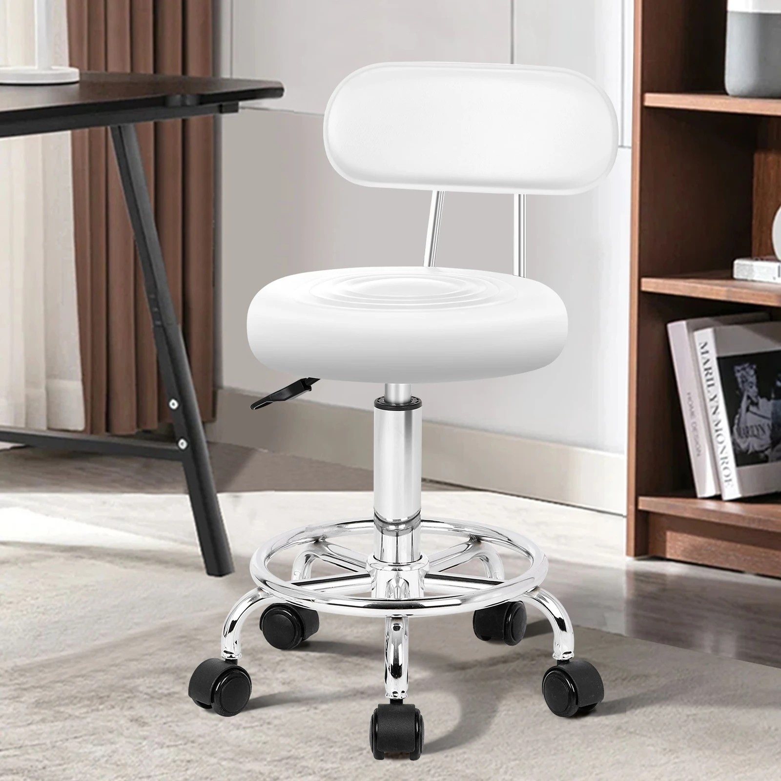 9 Alfordson Salon Stool Backrest Swivel Barber Hair Dress Chair Declan - White, 9 of 9