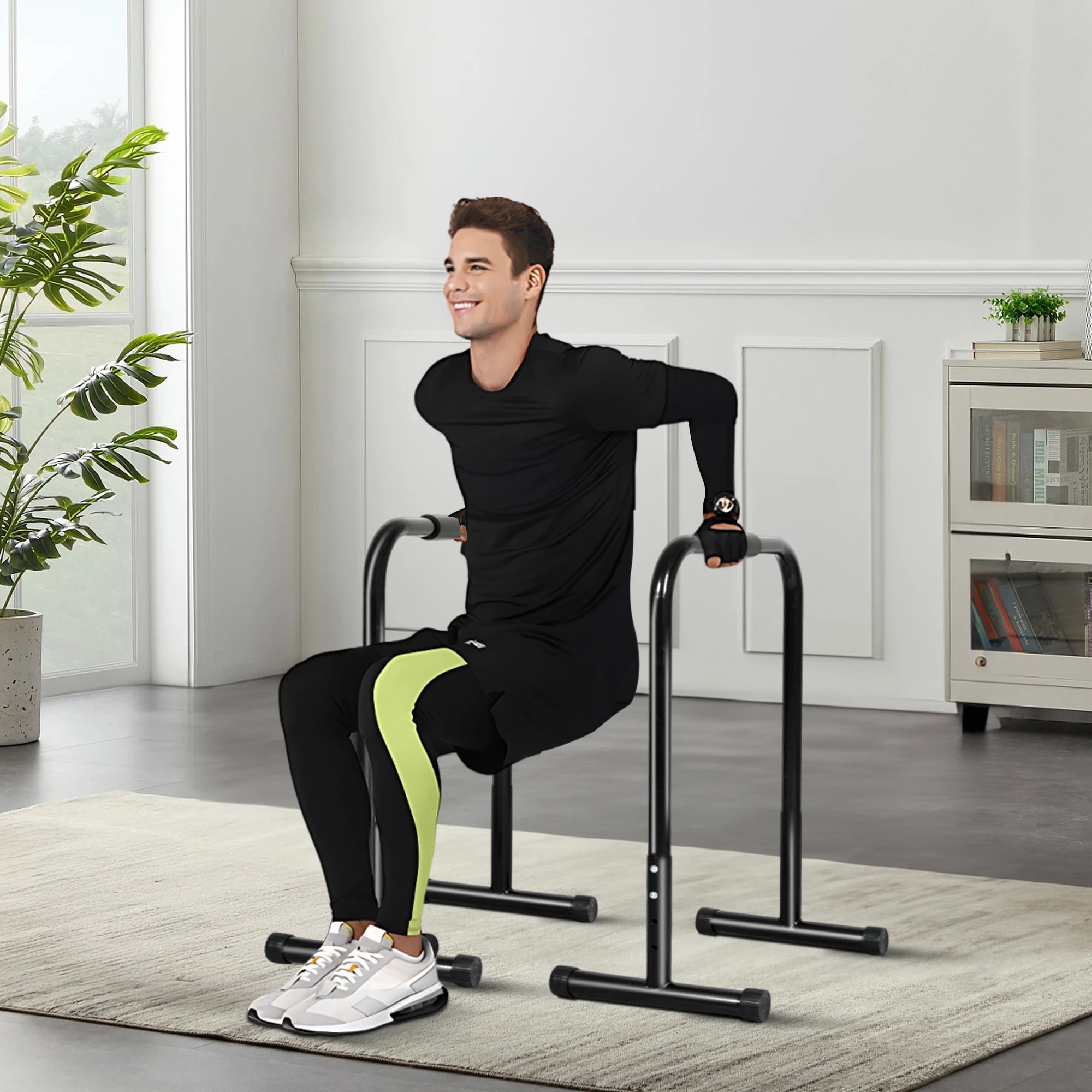 7 Centra Parallel Dip Bar Push Up Station Stand Adjustable Height Strength Train, 7 of 9